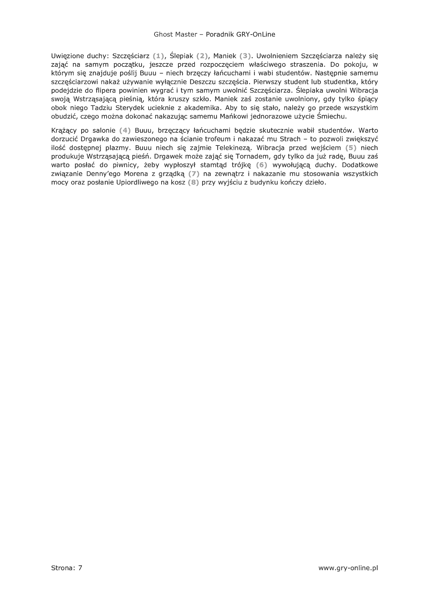 Fragment „Ghost Master - poradnik do gry” — strona 8 z 8