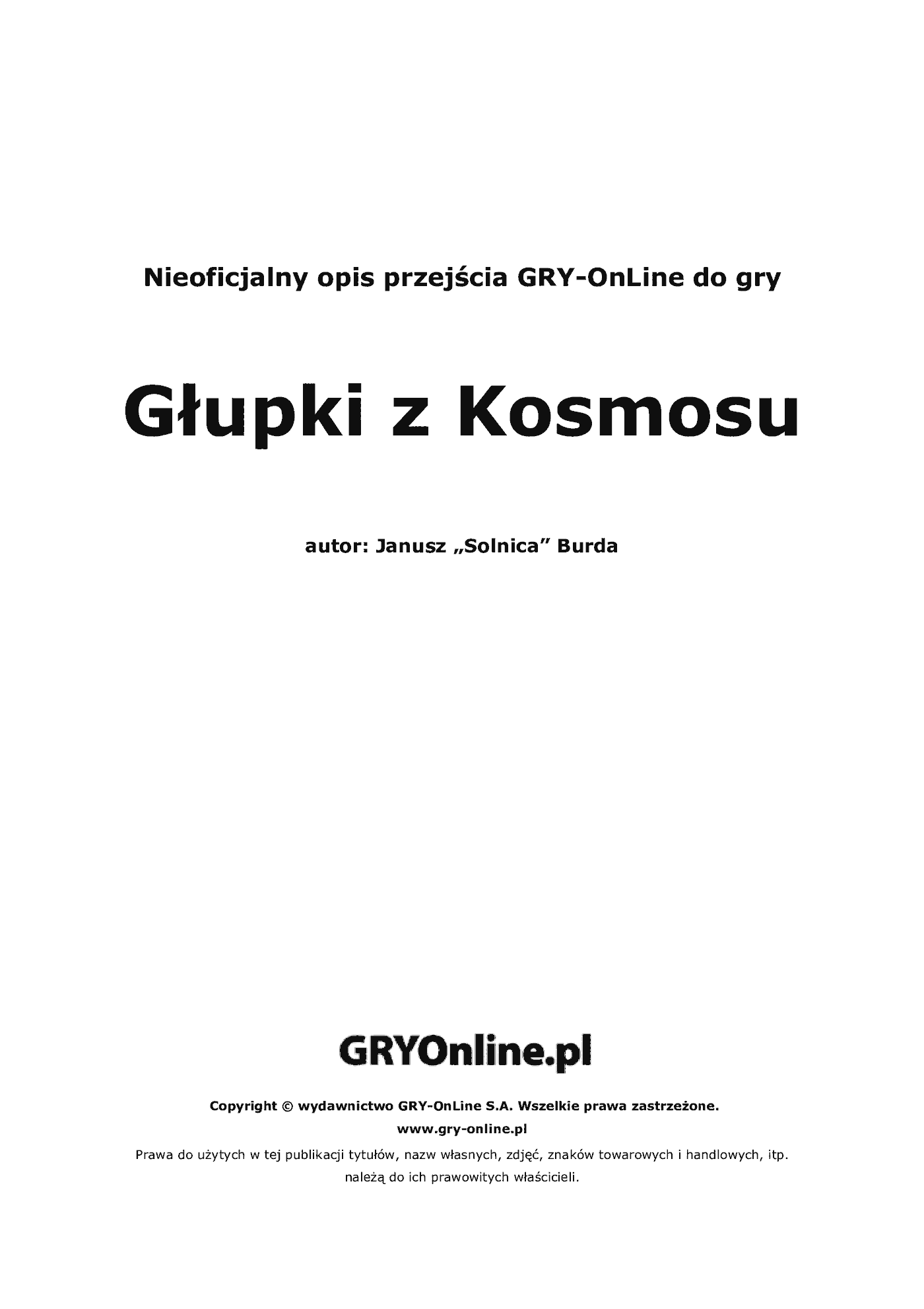 Fragment „Głupki z Kosmosu - poradnik do gry” — strona 2 z 8
