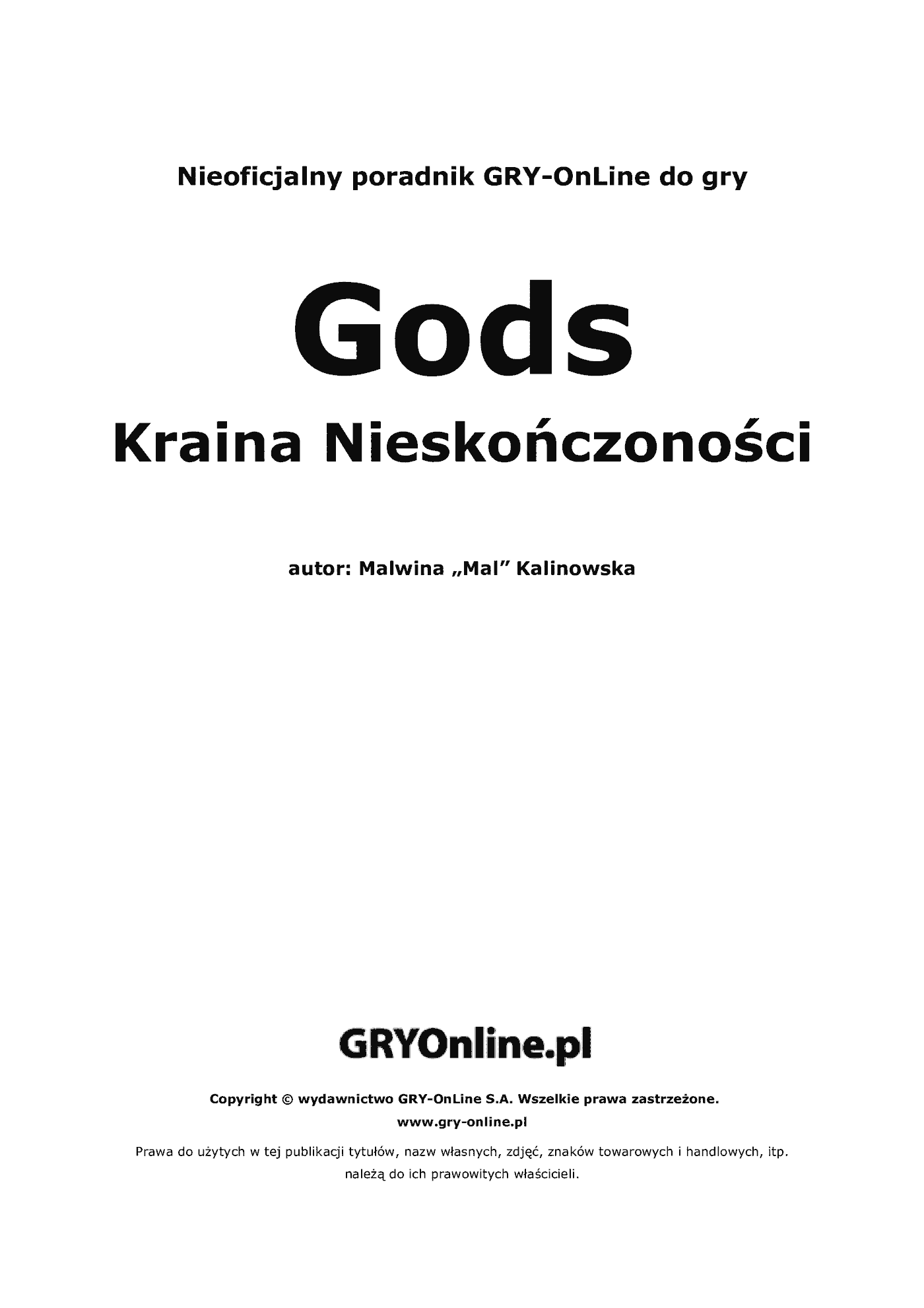 Fragment „Gods: Kraina Nieskończoności - poradnik do gry” — strona 2 z 8