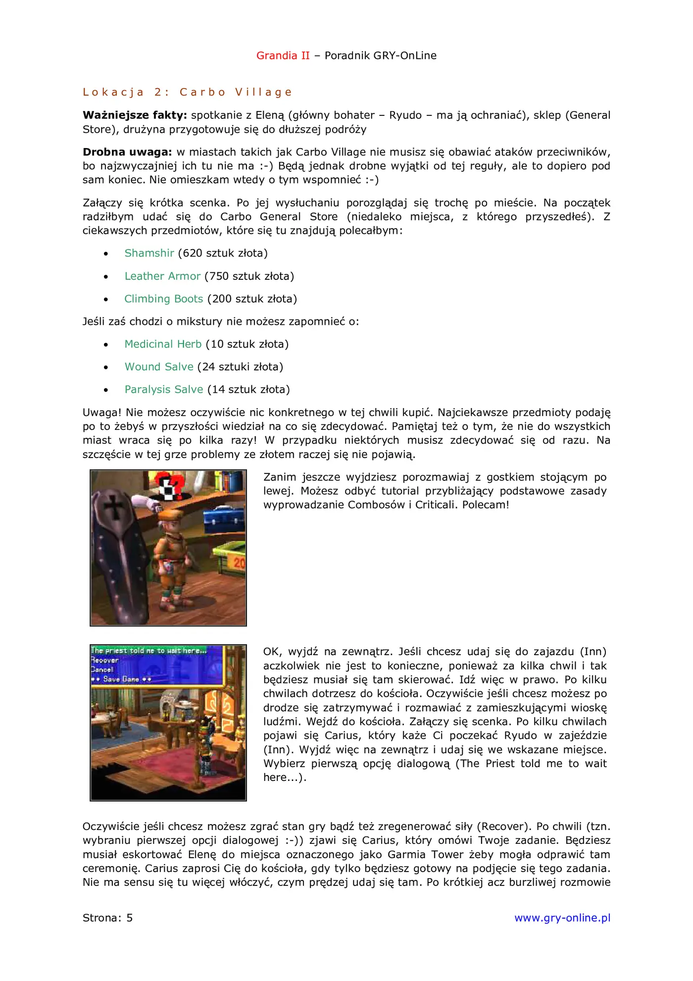 Fragment „Grandia II - poradnik do gry” — strona 6 z 8