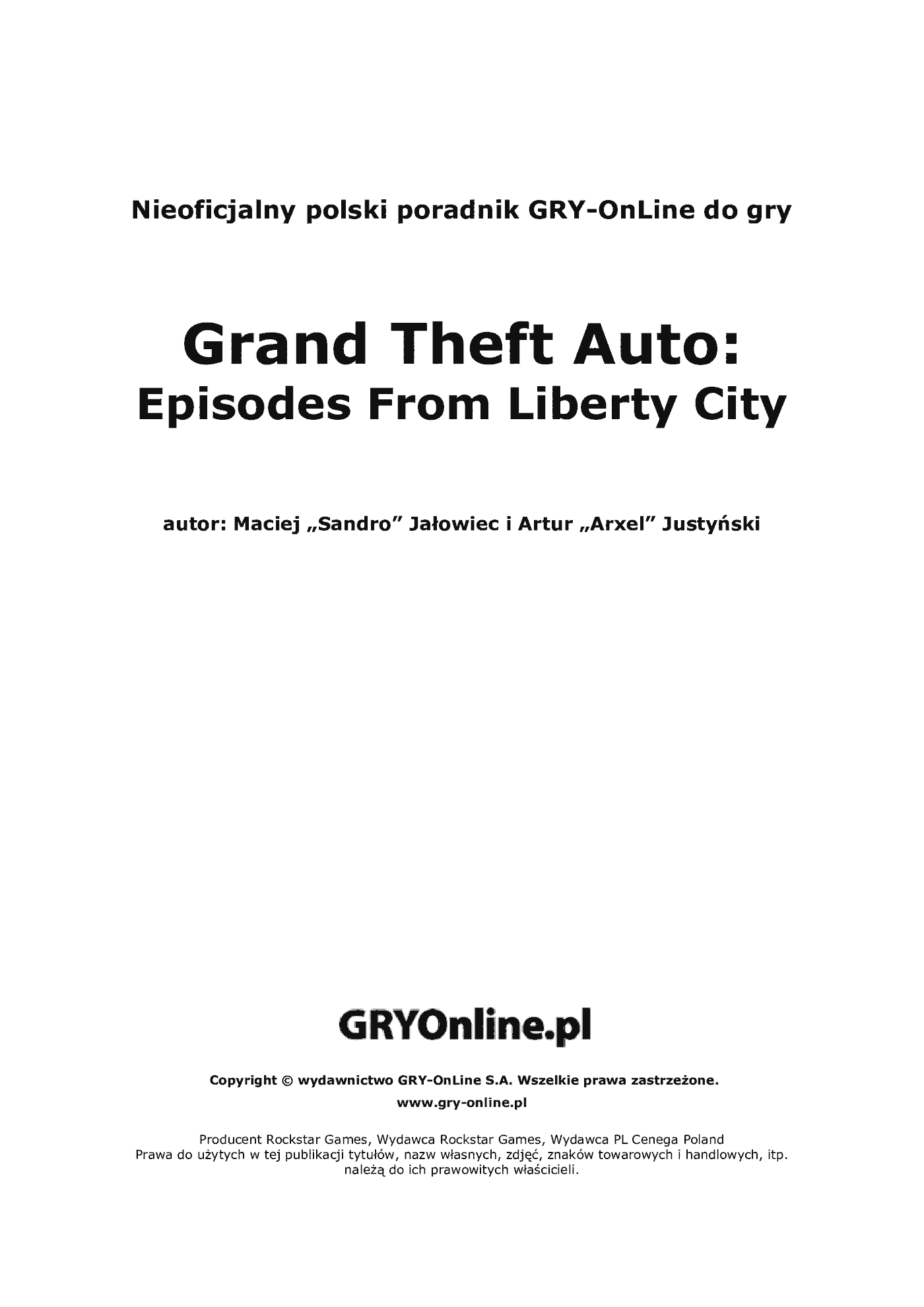 Fragment „Grand Theft Auto: Episodes from Liberty City - Xbox 360 - poradnik do gry” — strona 2 z 8