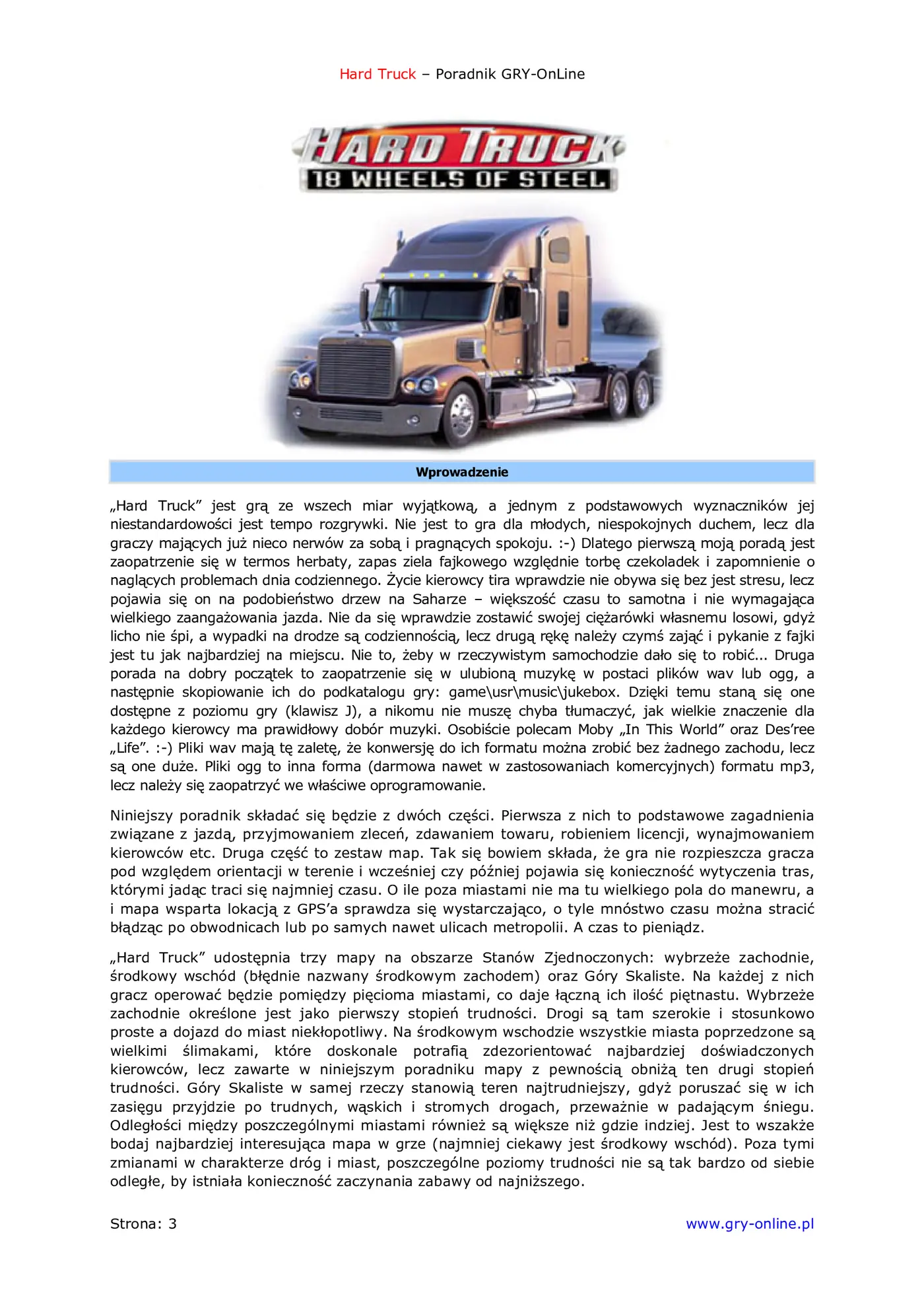 Fragment „Hard Truck 18 Wheels of Steel - poradnik do gry” — strona 4 z 8