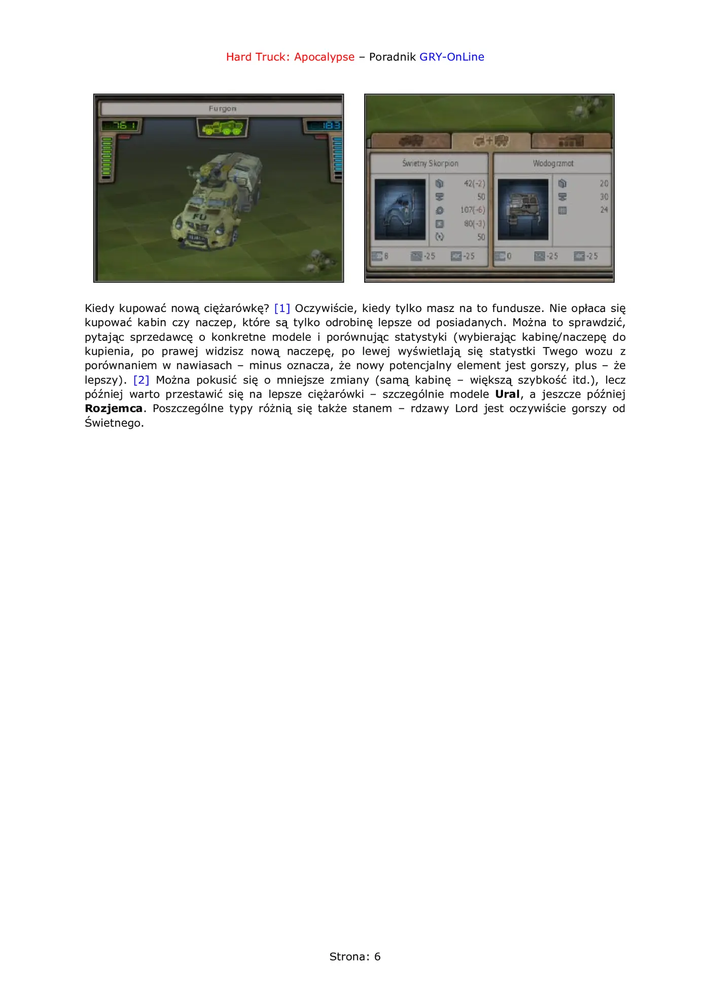 Fragment „Hard Truck: Apocalypse - poradnik do gry” — strona 7 z 8