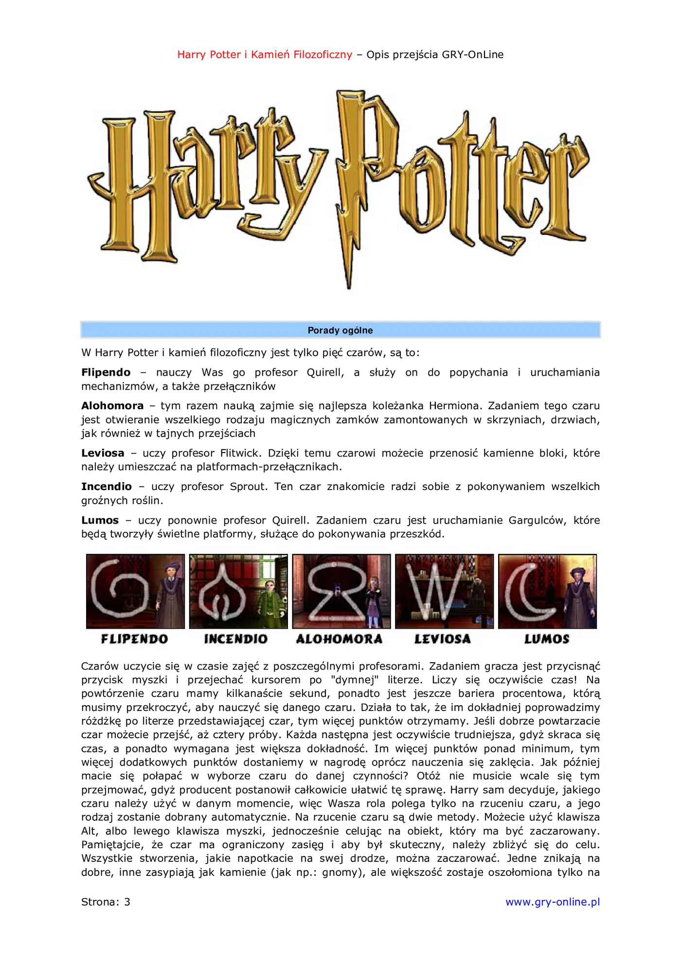 Fragment „Harry Potter i Kamień Filozoficzny - poradnik do gry” — strona 4 z 8