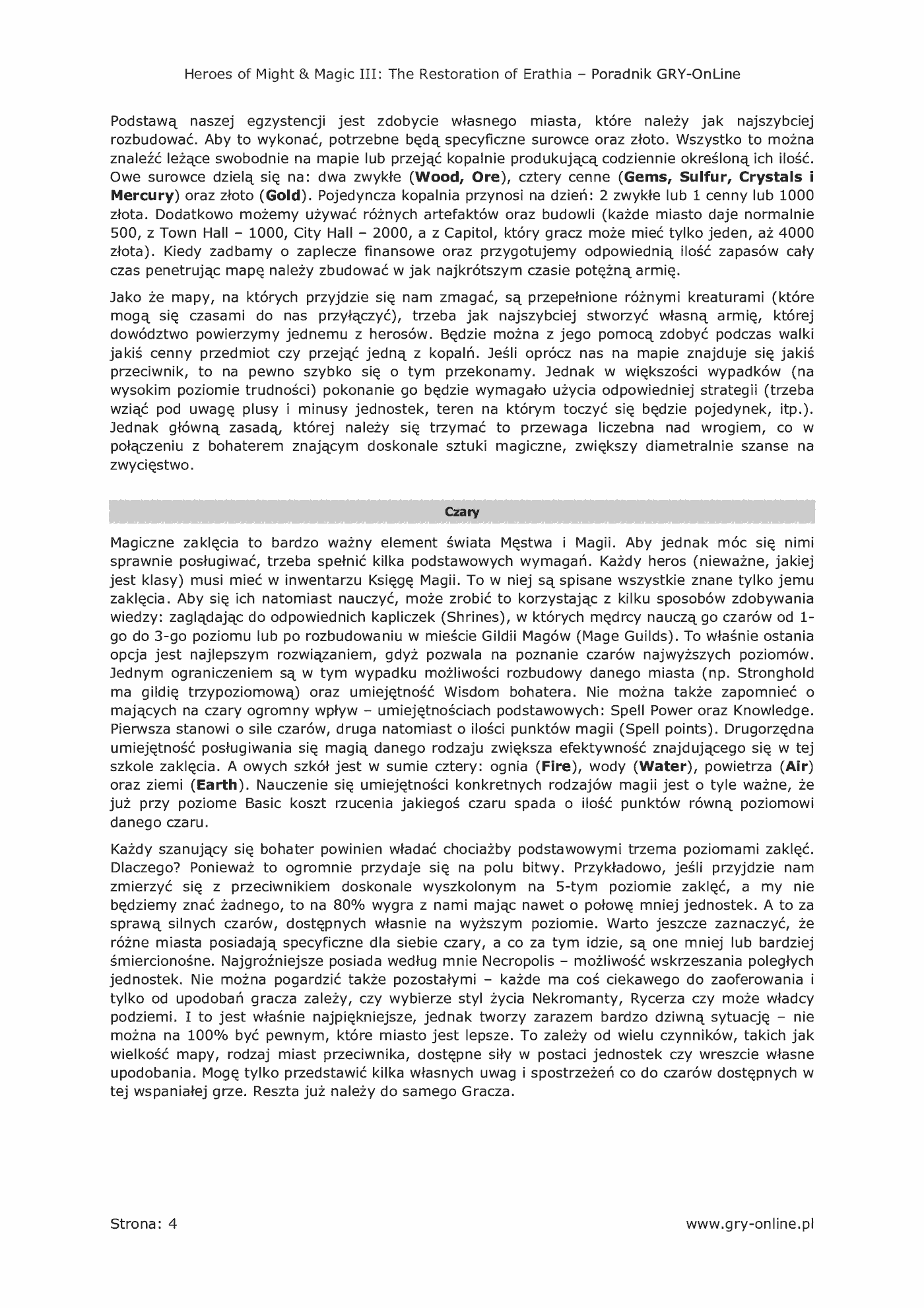 Fragment „Heroes of Might Magic III: The Restoration of Erathia - poradnik do gry” — strona 5 z 8