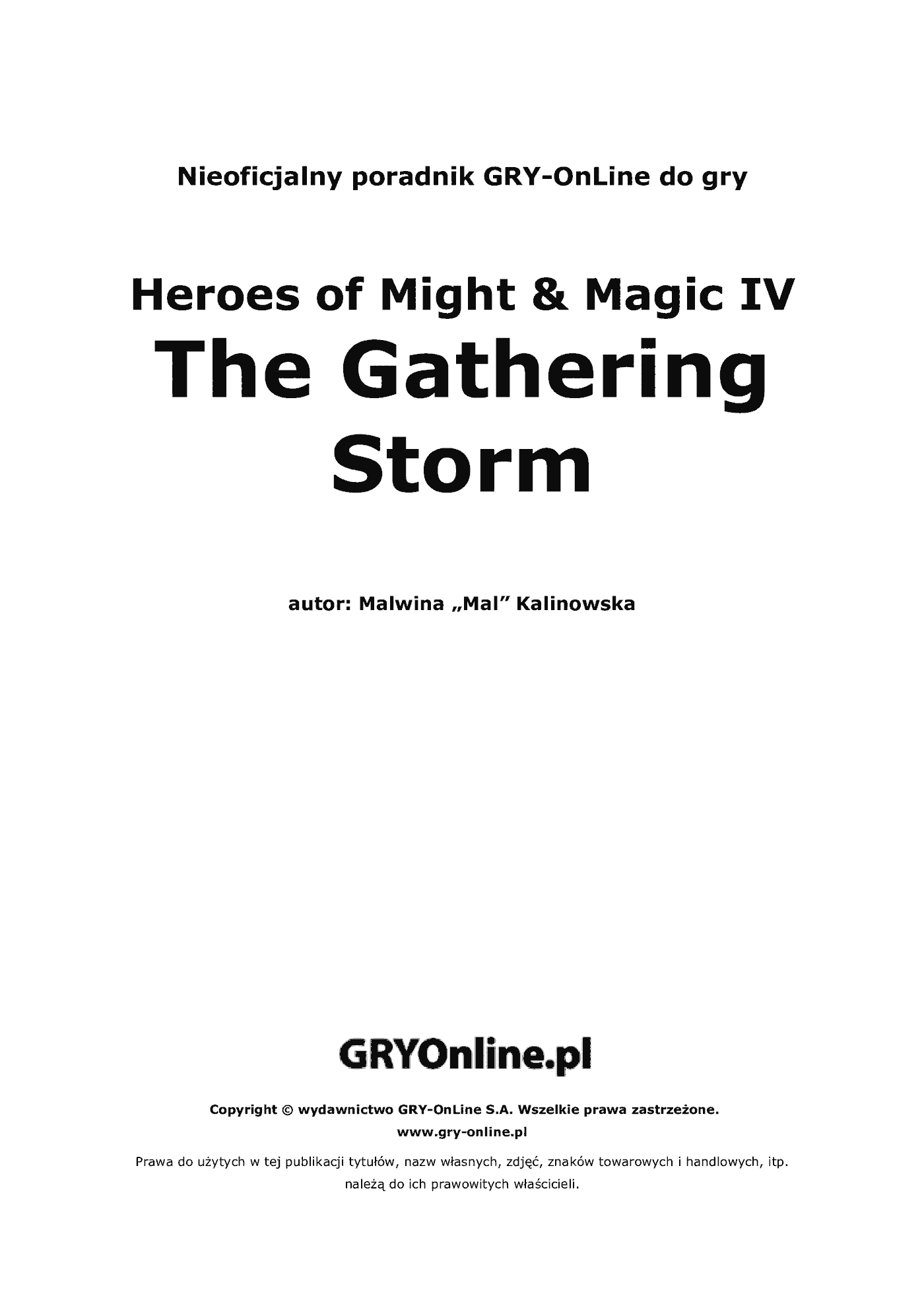 Fragment „Heroes of Might Magic IV: The Gathering Storm - poradnik do gry” — strona 2 z 8
