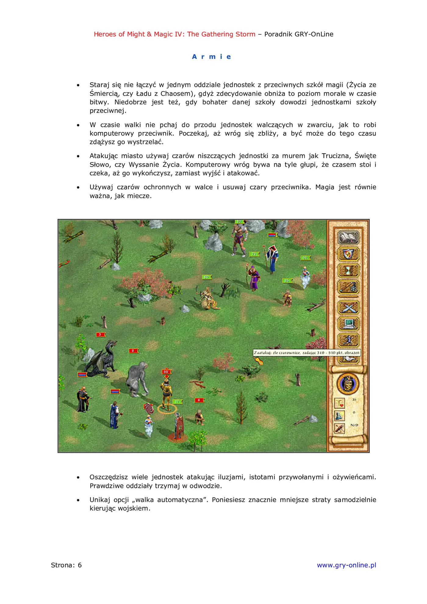 Fragment „Heroes of Might Magic IV: The Gathering Storm - poradnik do gry” — strona 7 z 8
