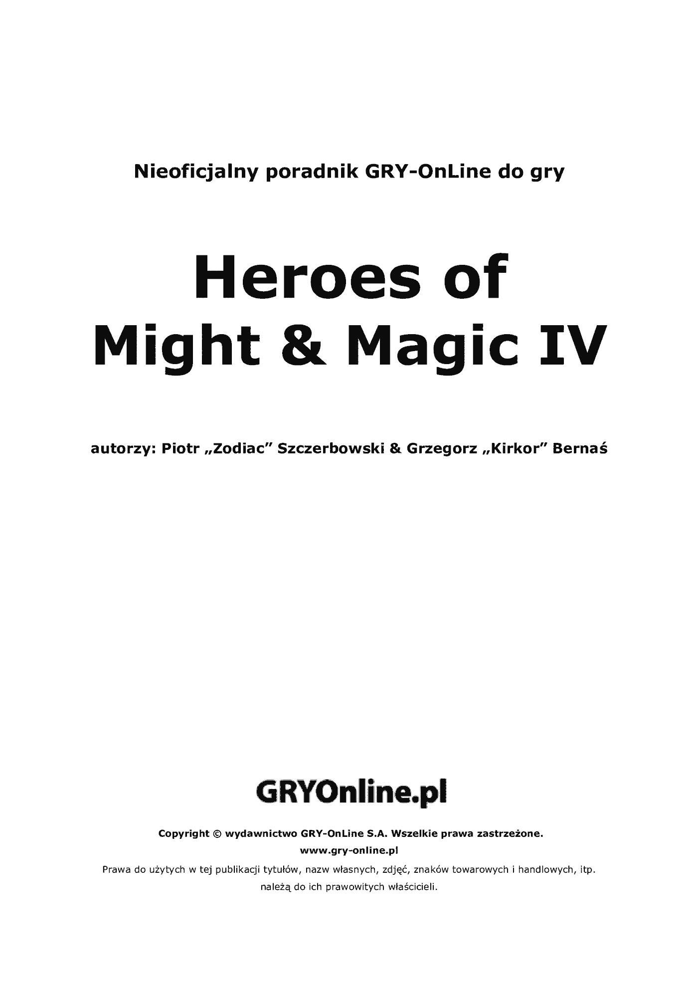 Fragment „Heroes of Might Magic IV - poradnik do gry” — strona 2 z 8