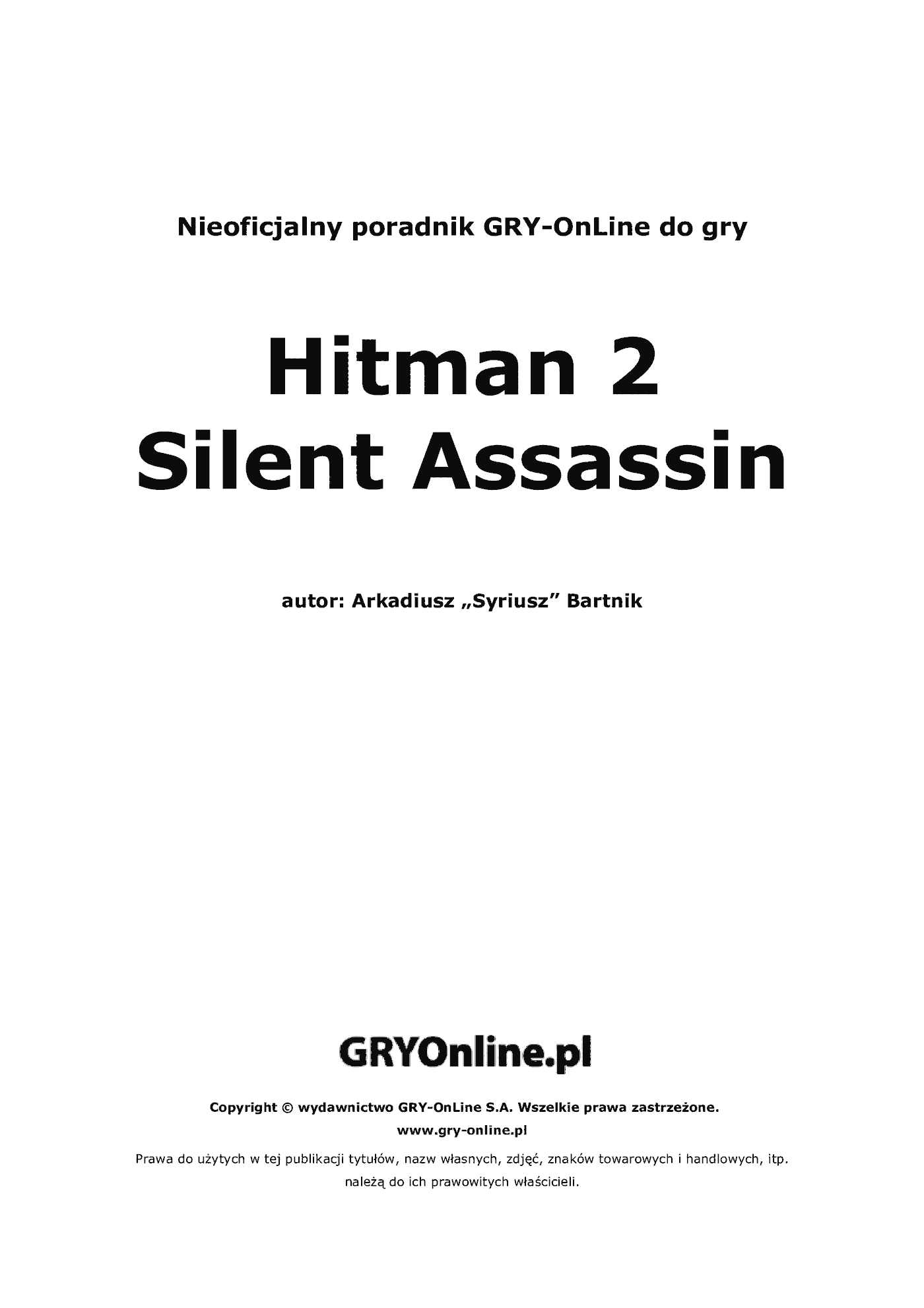 Fragment „Hitman 2: Silent Assassin - poradnik do gry” — strona 2 z 8