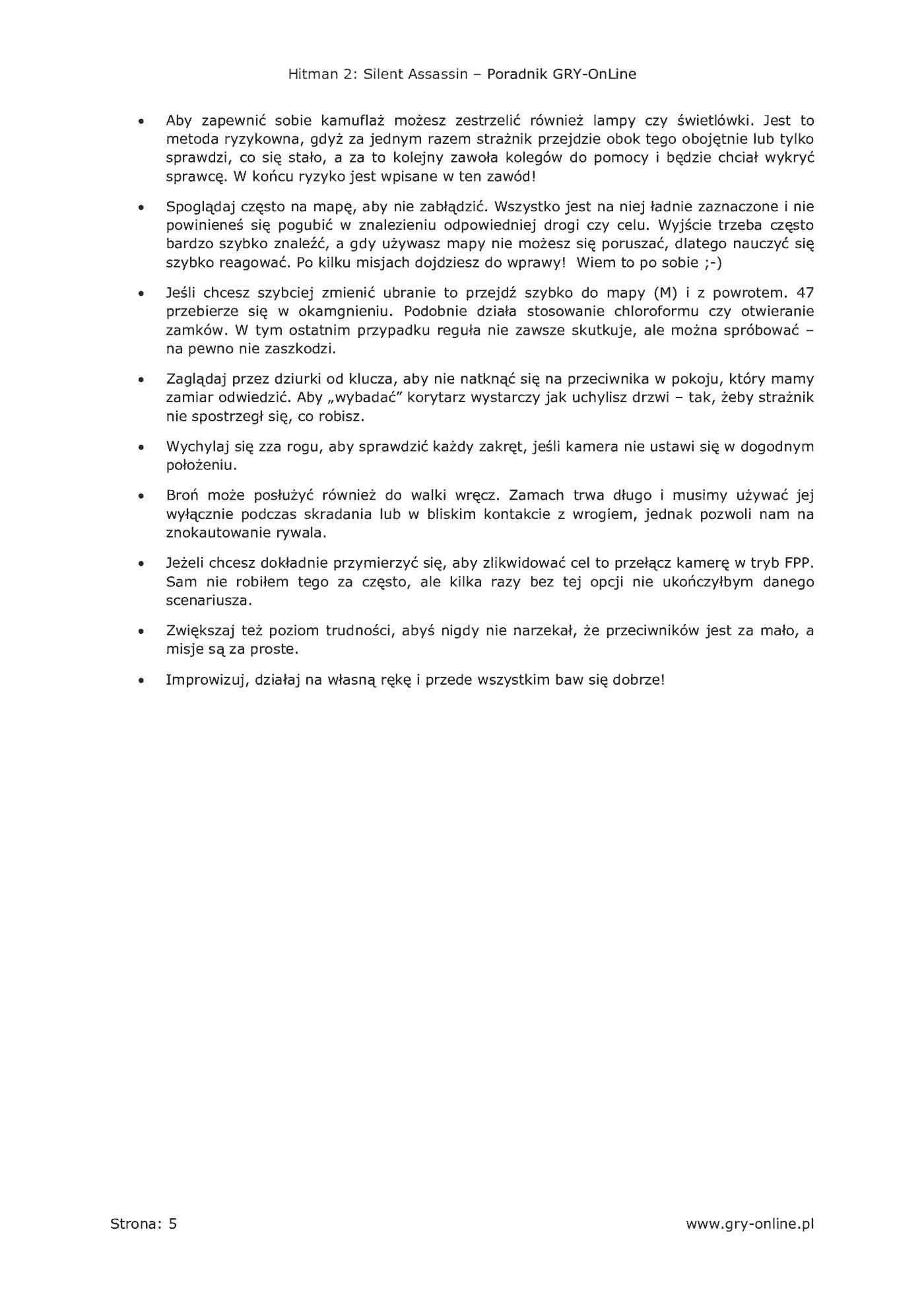 Fragment „Hitman 2: Silent Assassin - poradnik do gry” — strona 6 z 8