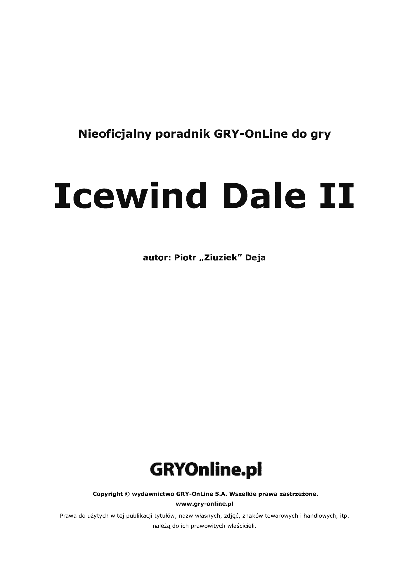 Fragment „Icewind Dale II - poradnik do gry” — strona 2 z 8