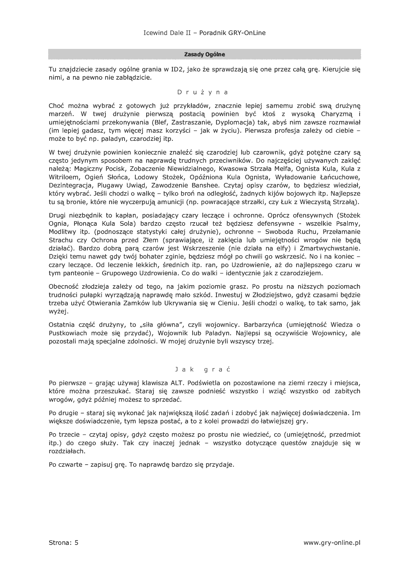 Fragment „Icewind Dale II - poradnik do gry” — strona 6 z 8