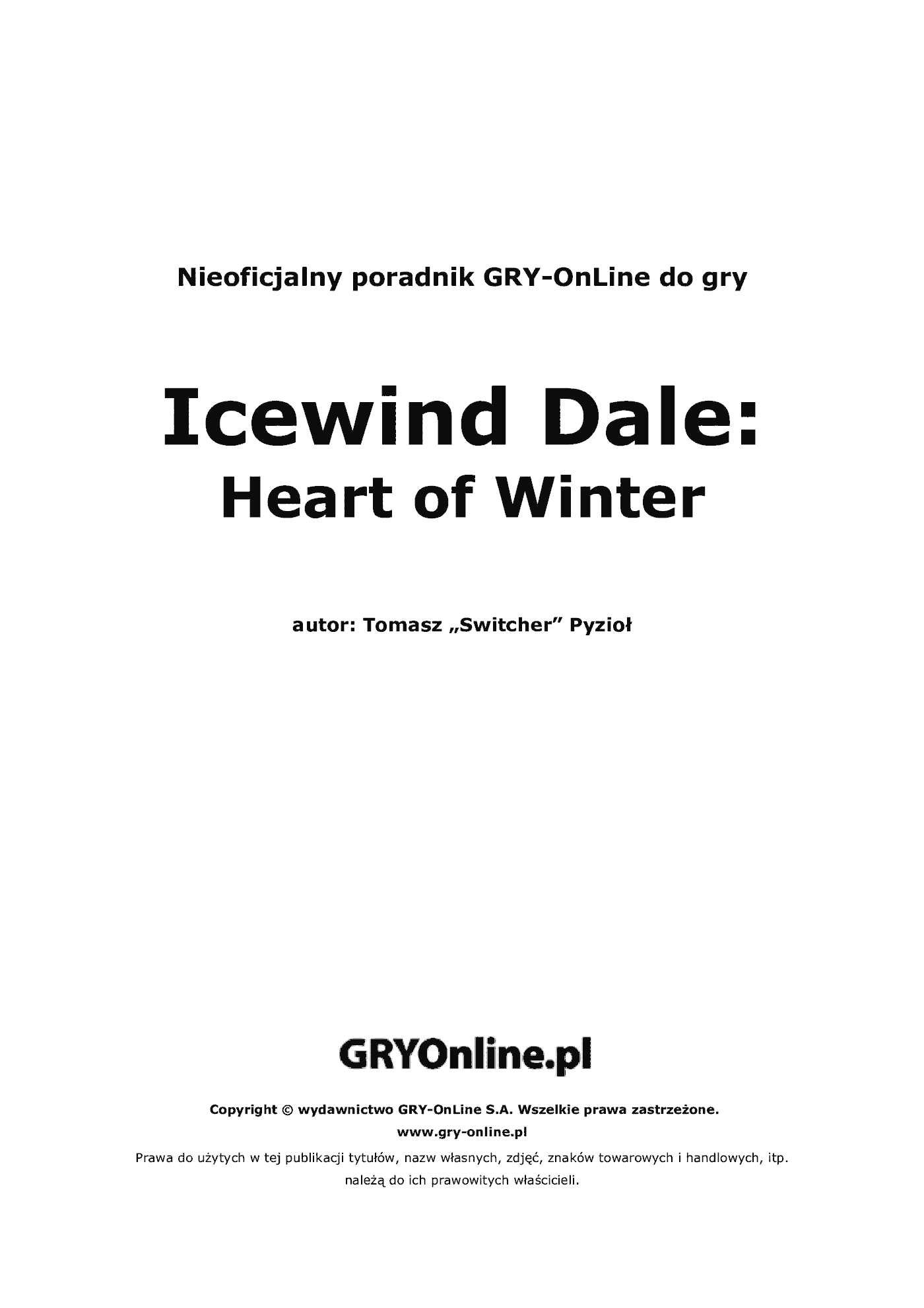 Fragment „Icewind Dale: Serce Zimy - poradnik do gry” — strona 2 z 8