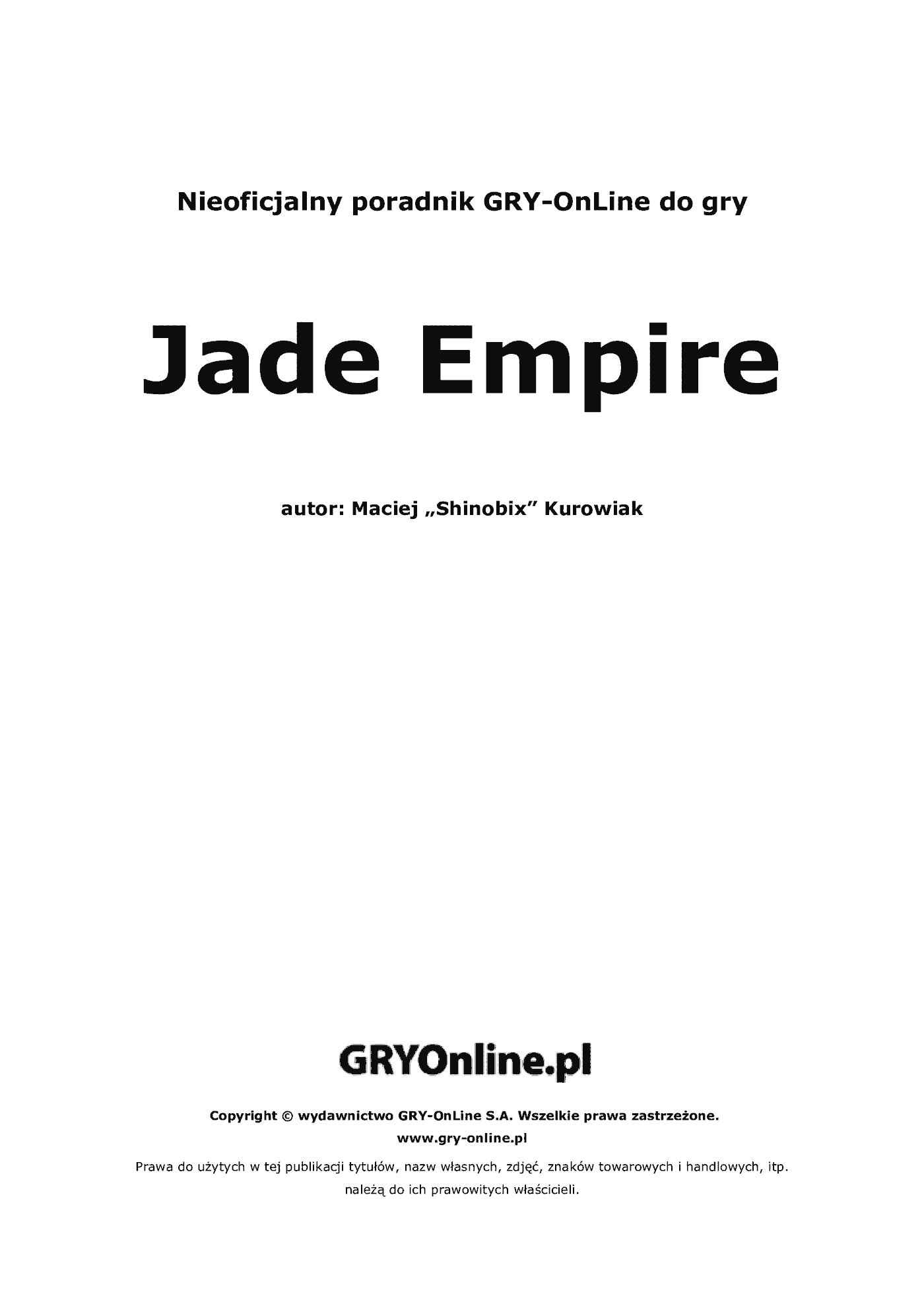Fragment „Jade Empire - poradnik do gry” — strona 2 z 8