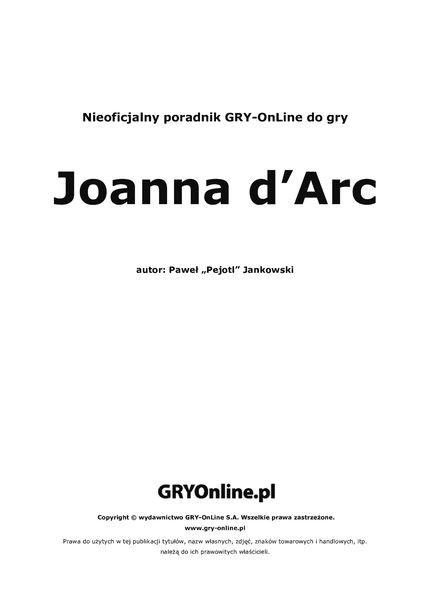 Fragment „Joanna d'Arc - poradnik do gry” — strona 2 z 8