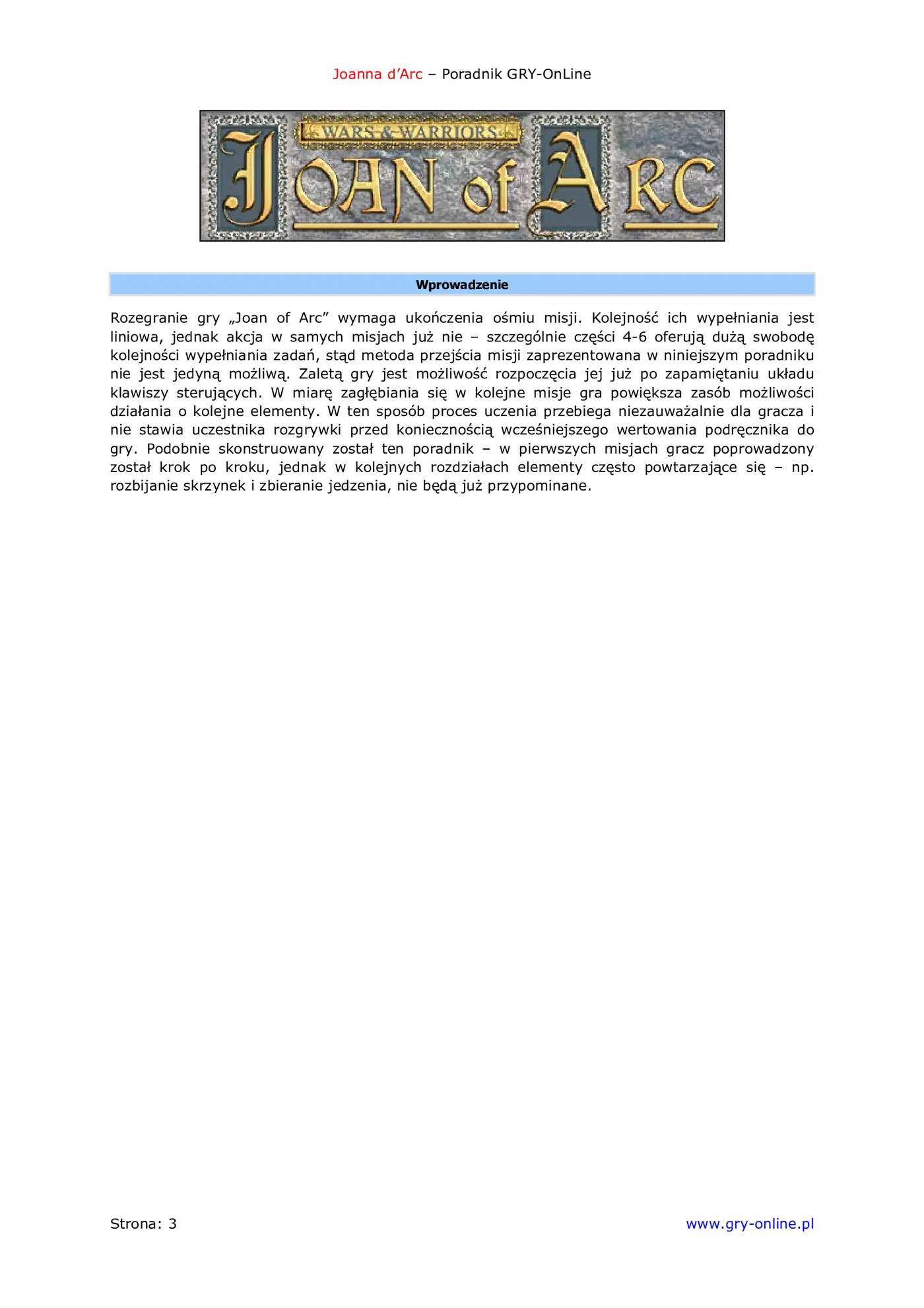 Fragment „Joanna d'Arc - poradnik do gry” — strona 4 z 8