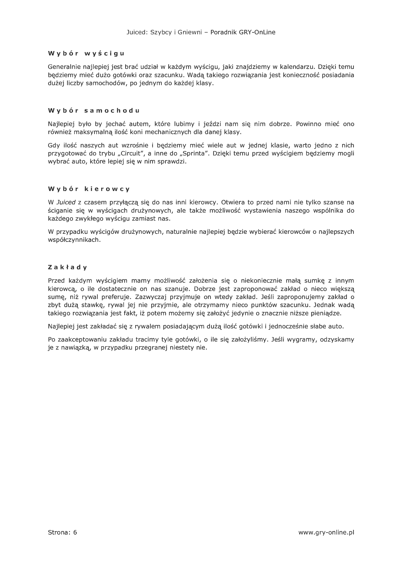 Fragment „Juiced: Szybcy i Gniewni - poradnik do gry” — strona 7 z 8