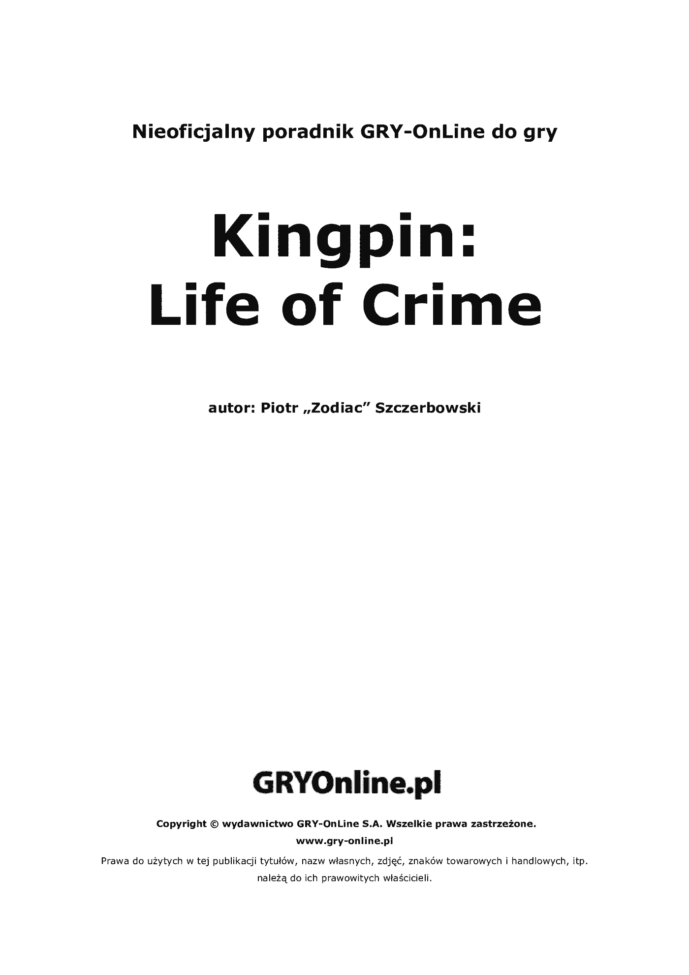 Fragment „Kingpin: Life of Crime - poradnik do gry” — strona 2 z 8
