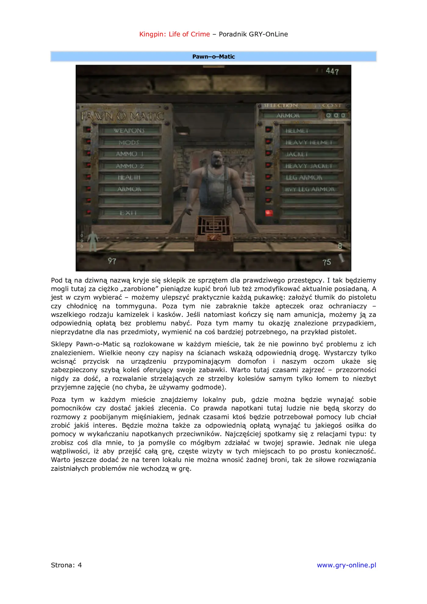 Fragment „Kingpin: Life of Crime - poradnik do gry” — strona 5 z 8