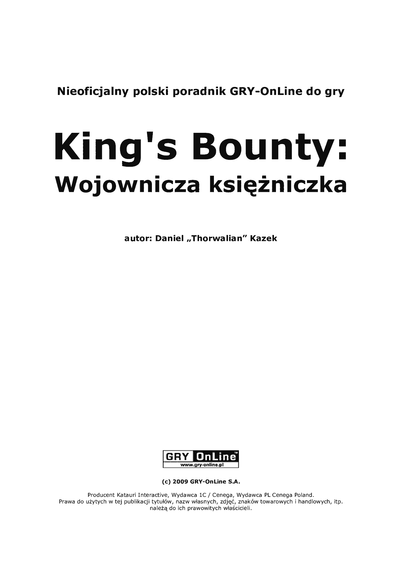 Fragment „King's Bounty: Wojownicza księżniczka - poradnik do gry” — strona 2 z 8