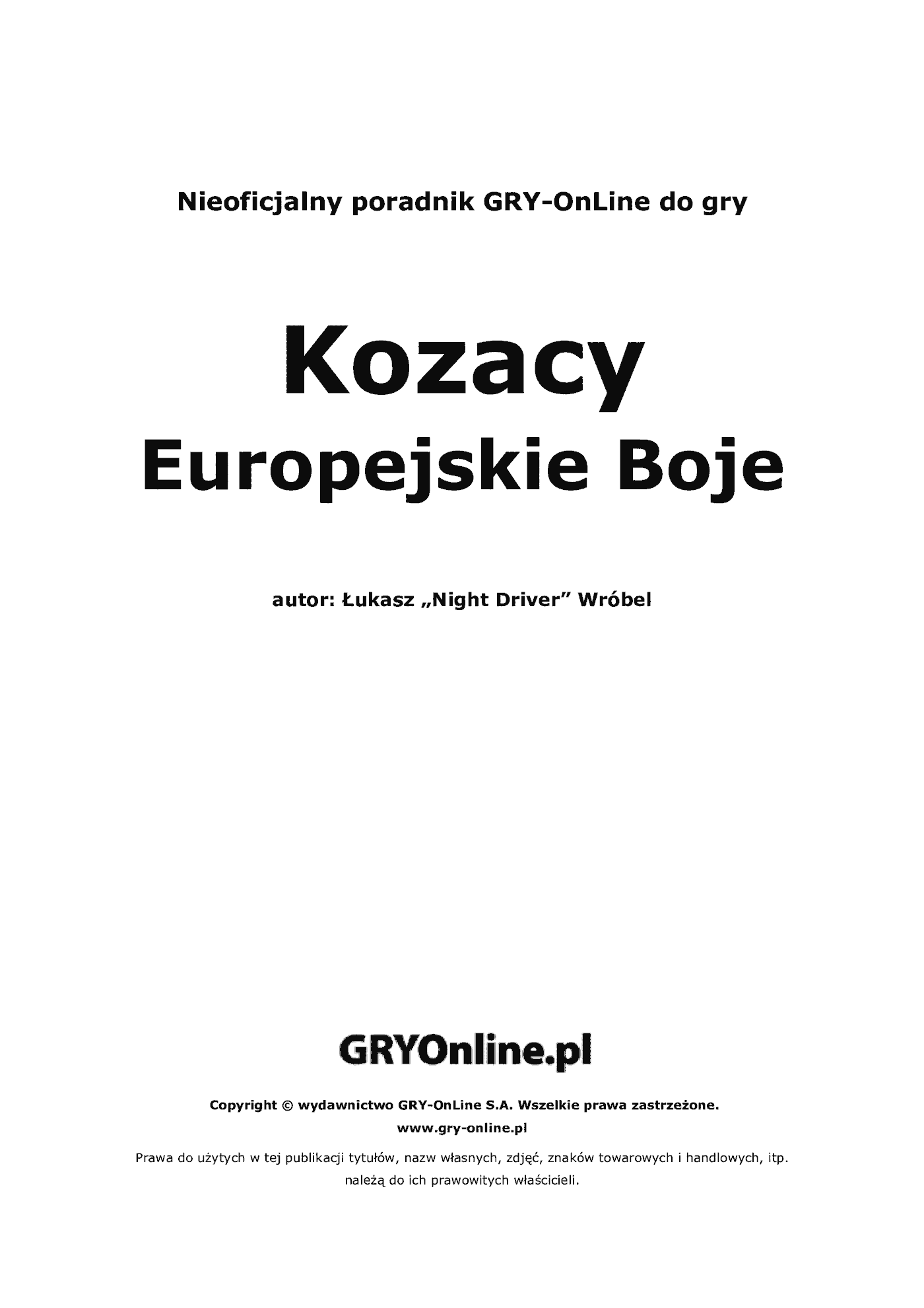 Fragment „Kozacy: Europejskie Boje - poradnik do gry” — strona 2 z 8
