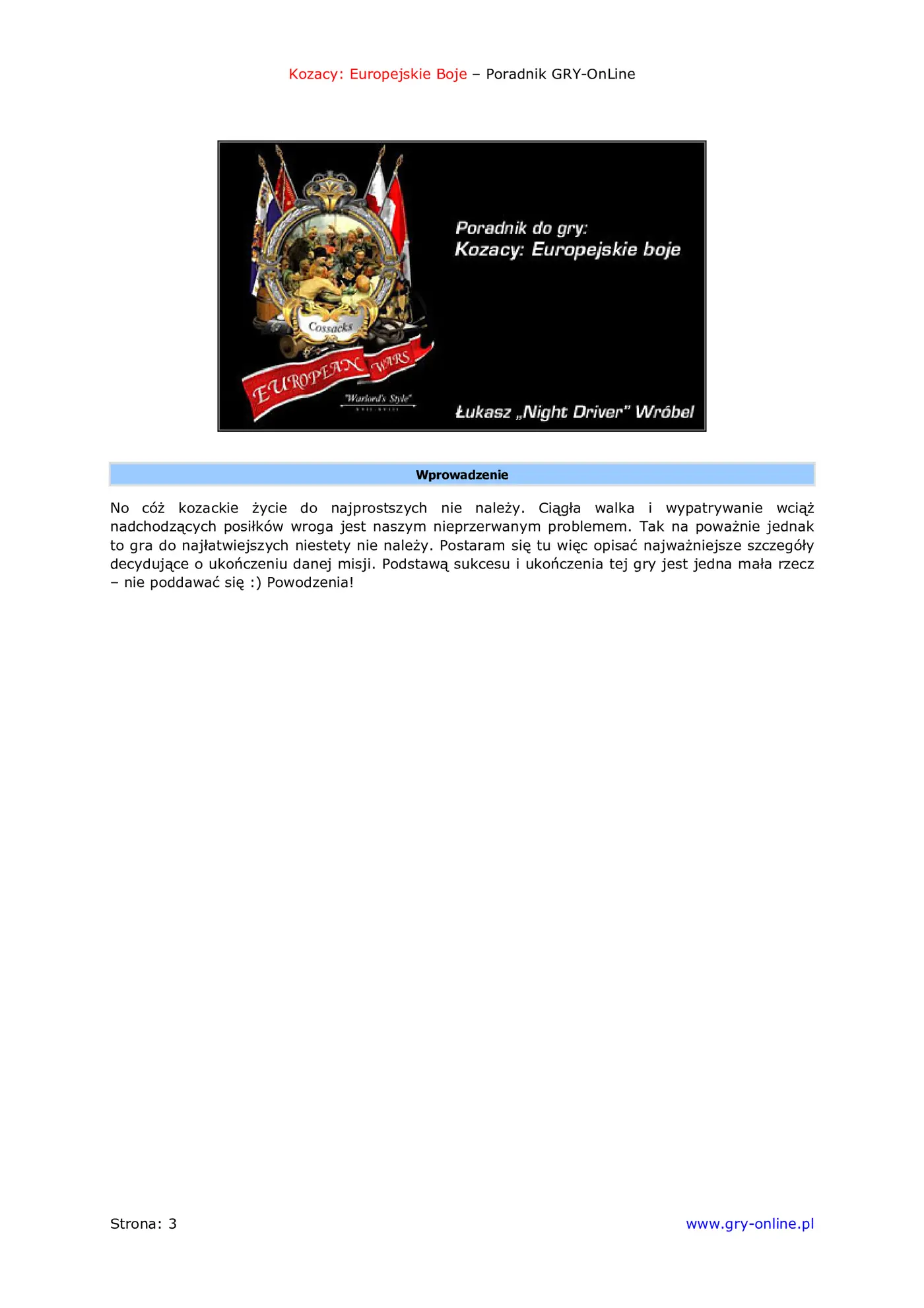 Fragment „Kozacy: Europejskie Boje - poradnik do gry” — strona 4 z 8