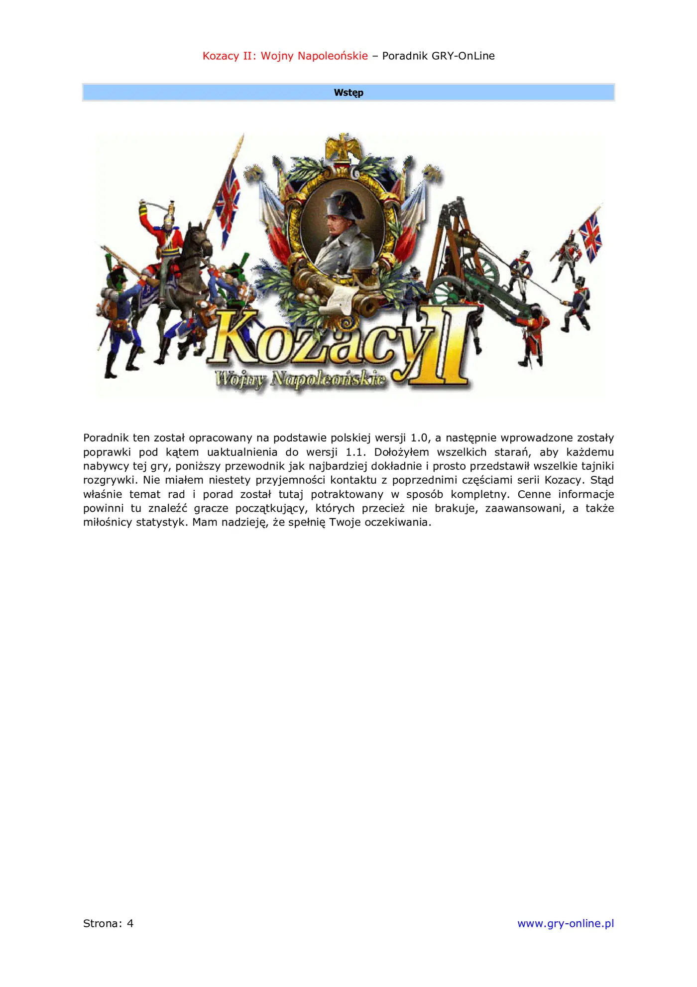Fragment „Kozacy II: Wojny Napoleońskie - poradnik do gry” — strona 5 z 8