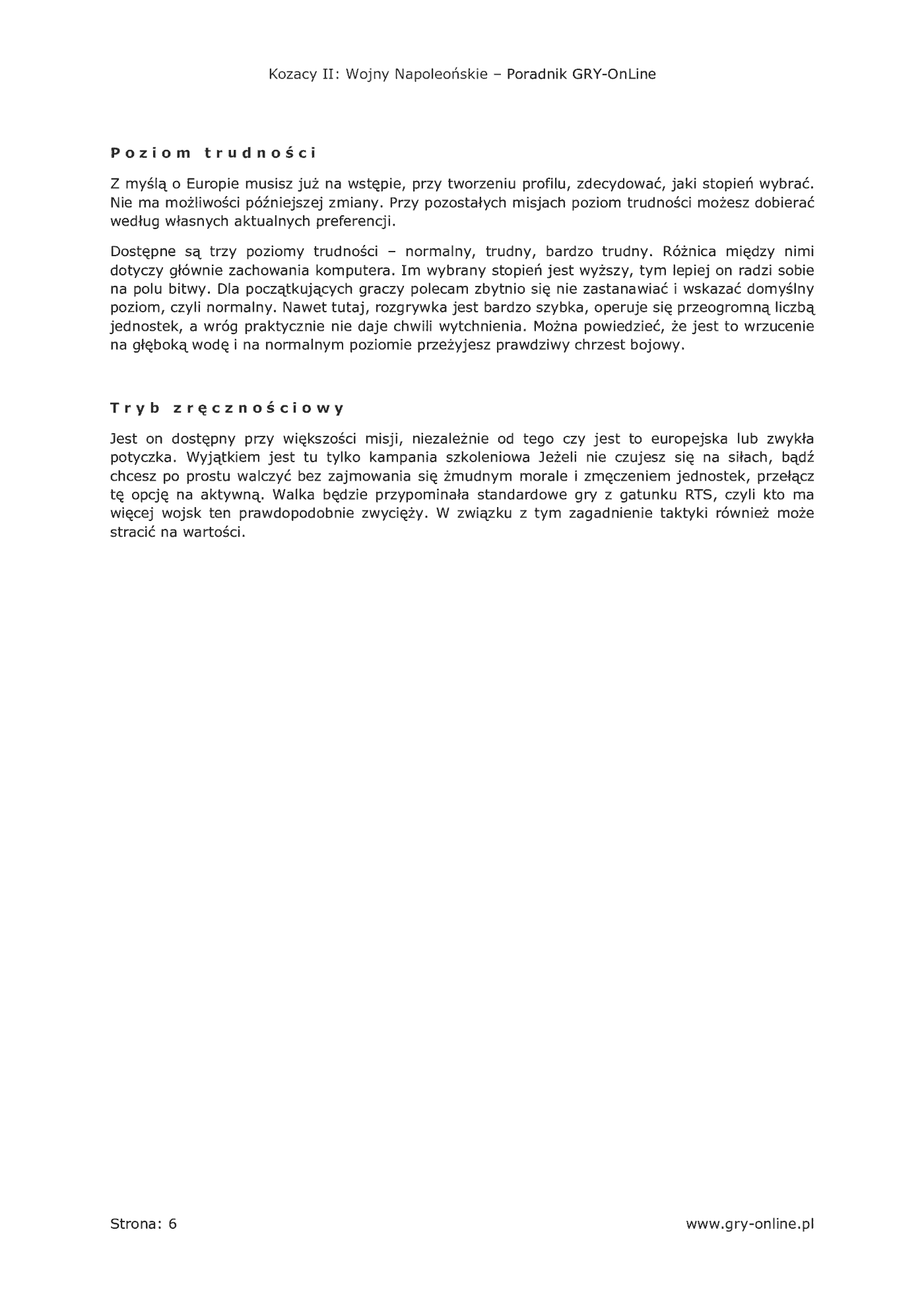 Fragment „Kozacy II: Wojny Napoleońskie - poradnik do gry” — strona 7 z 8