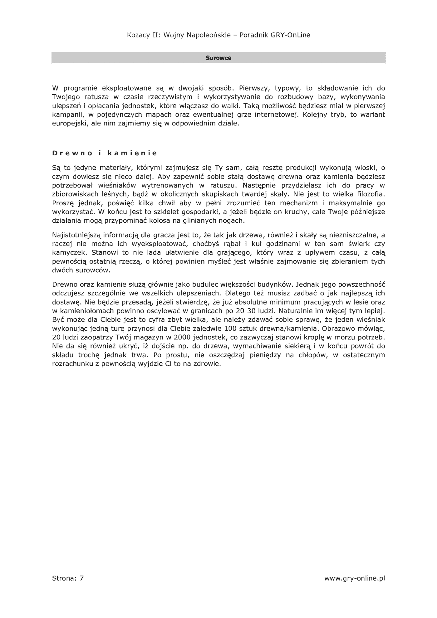 Fragment „Kozacy II: Wojny Napoleońskie - poradnik do gry” — strona 8 z 8