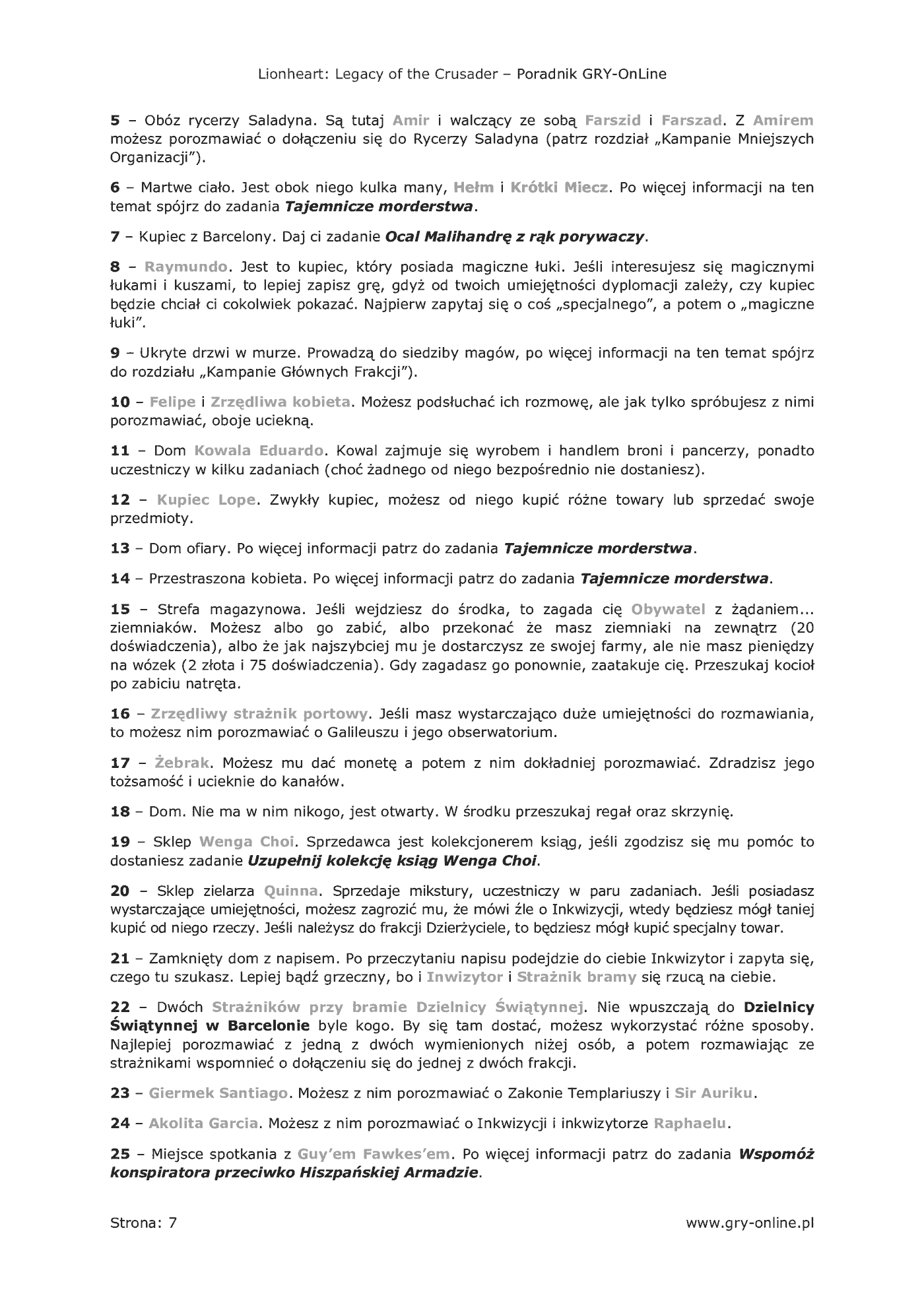 Fragment „Lionheart: Legacy of the Crusader - poradnik do gry” — strona 8 z 8