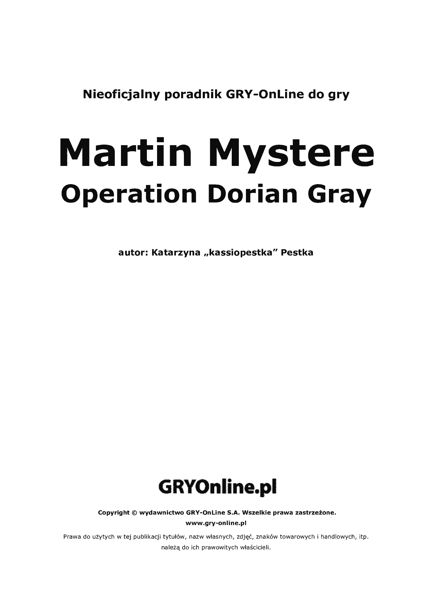 Fragment „Martin Mystere: Operation Dorian Gray - poradnik do gry” — strona 2 z 8