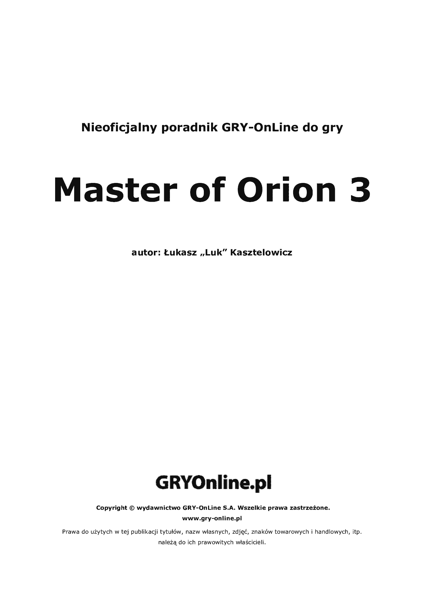 Fragment „Master of Orion III - poradnik do gry” — strona 2 z 8