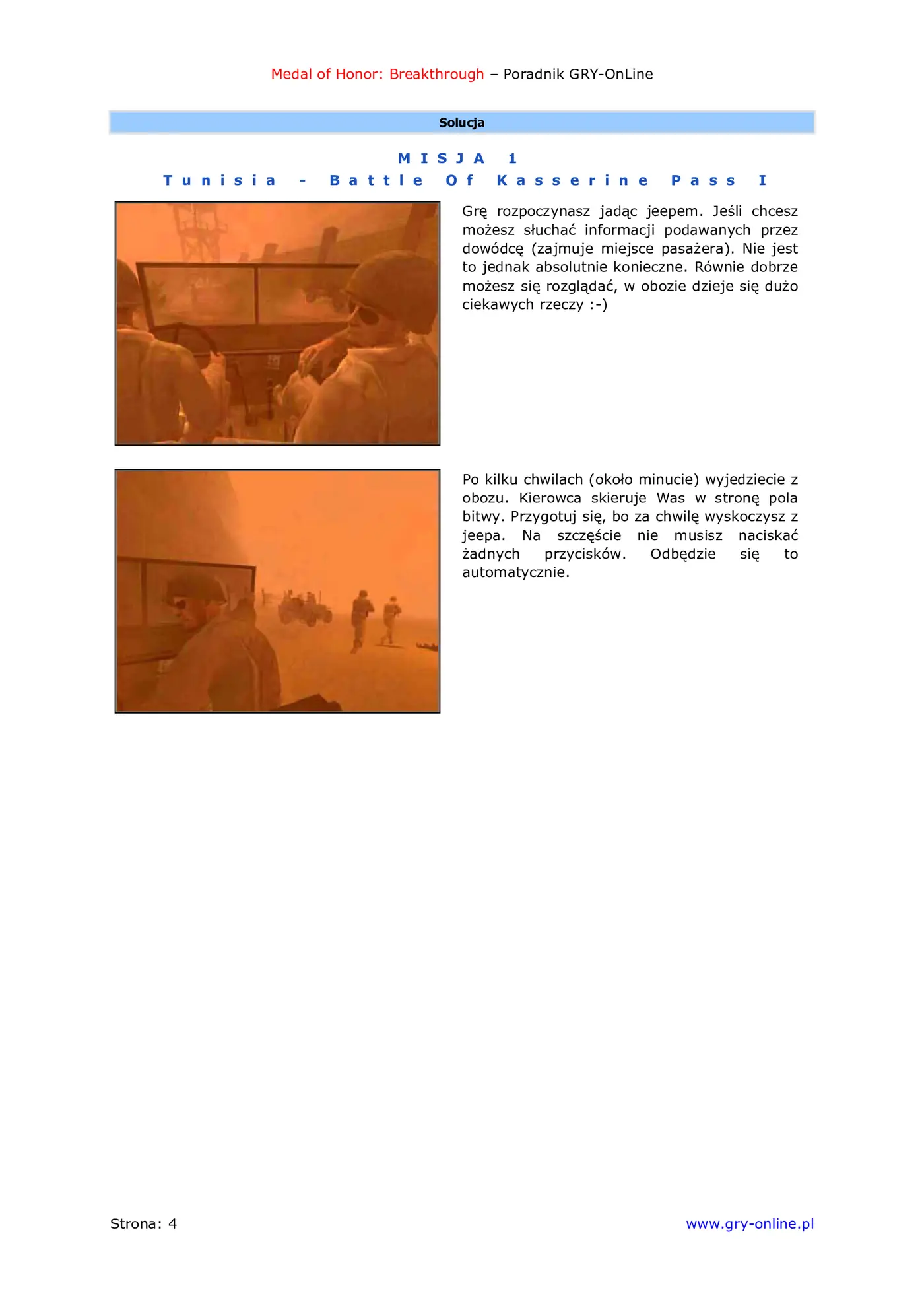 Fragment „Medal of Honor: Allied Assault - Breakthrough - poradnik do gry” — strona 5 z 8
