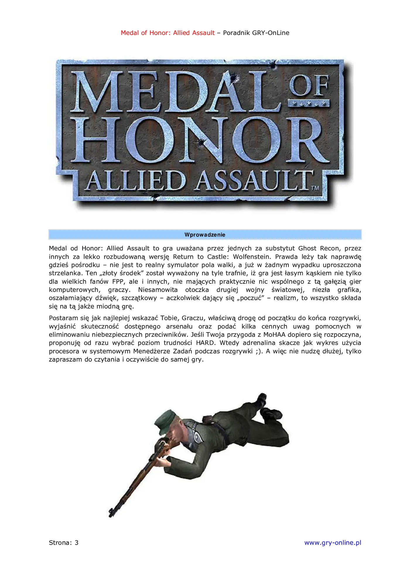 Fragment „Medal of Honor: Allied Assault - poradnik do gry” — strona 4 z 8