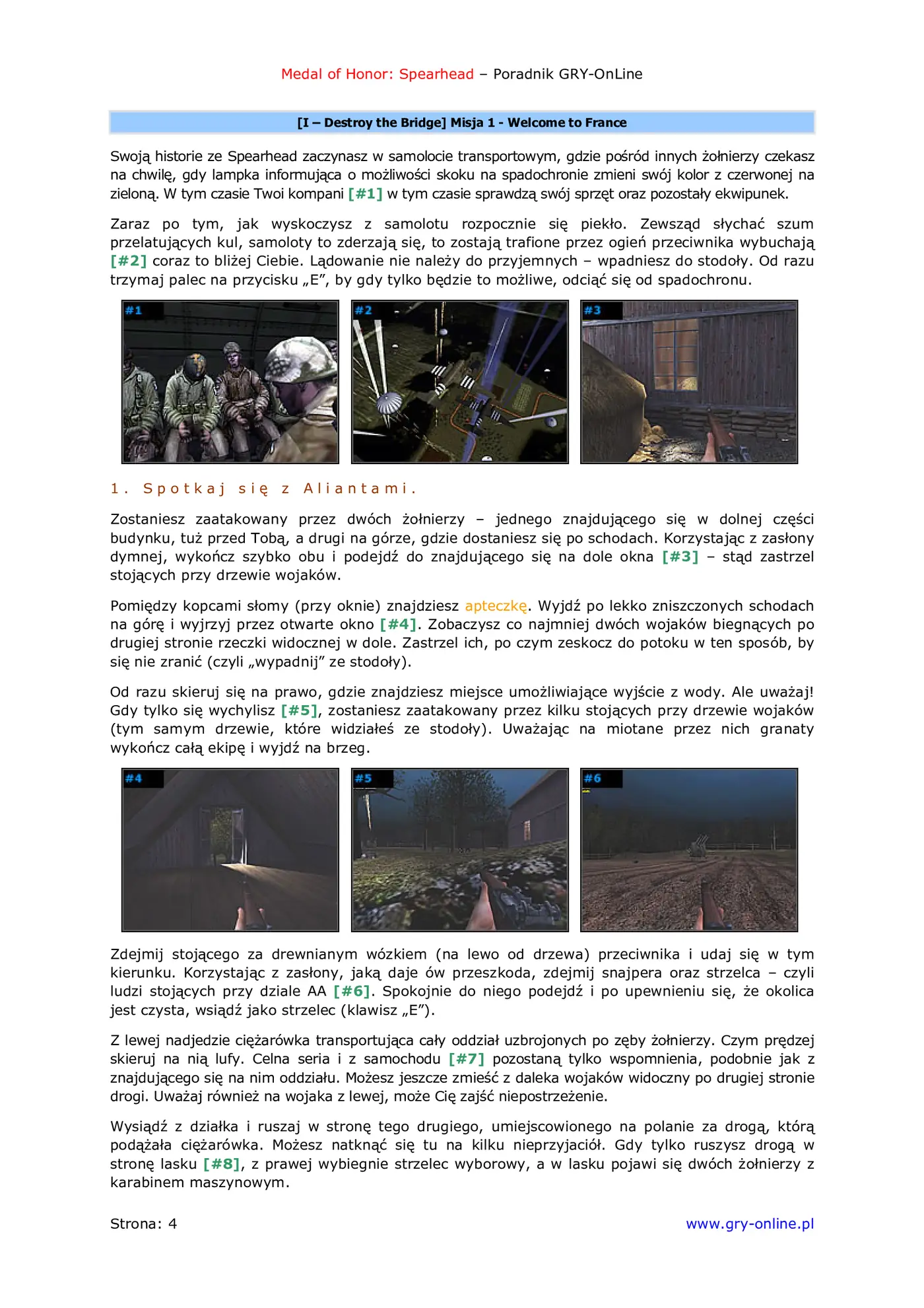Fragment „Medal of Honor: Allied Assault - Spearhead - poradnik do gry” — strona 5 z 8