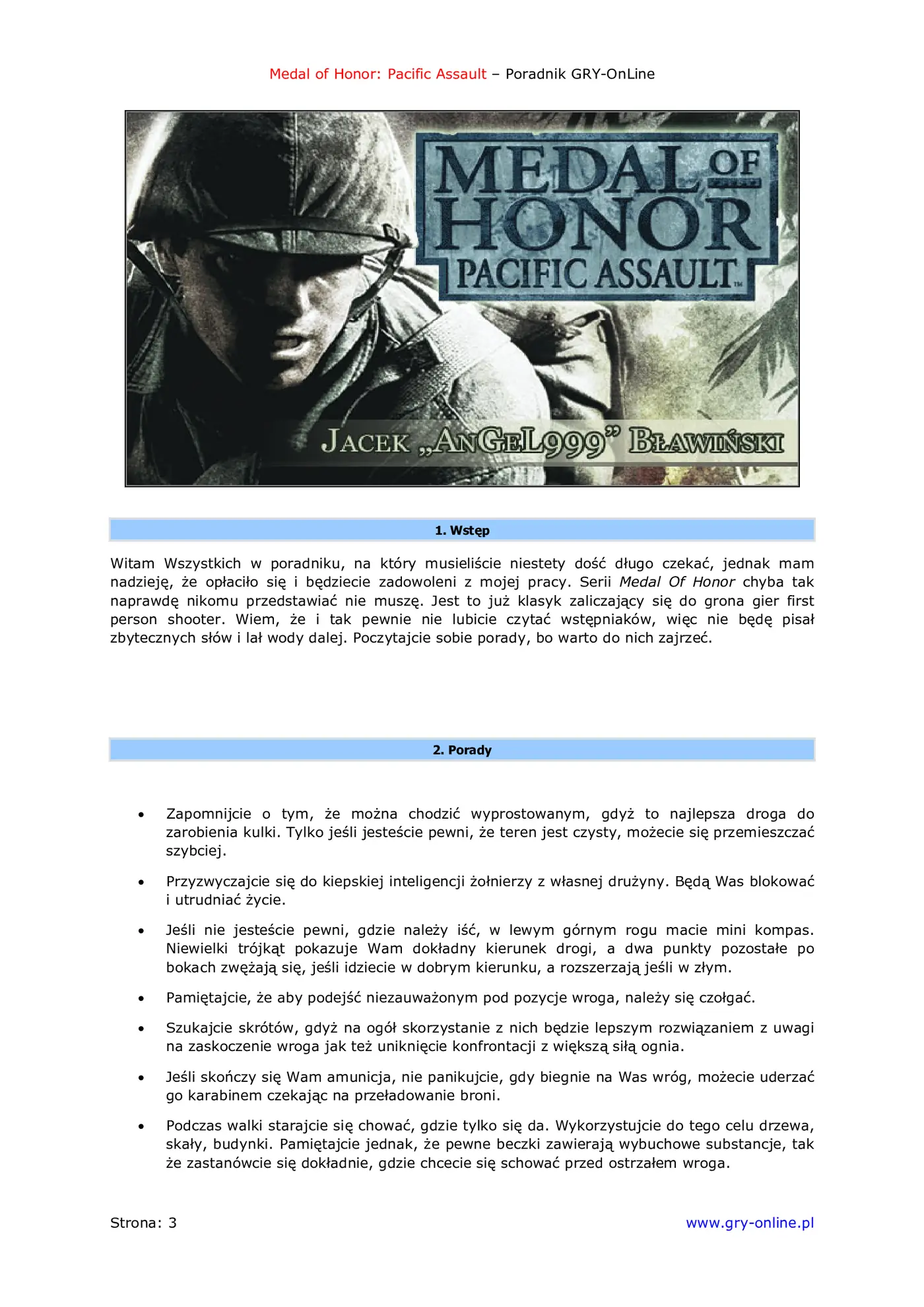 Fragment „Medal of Honor: Wojna na Pacyfiku - poradnik do gry” — strona 4 z 8