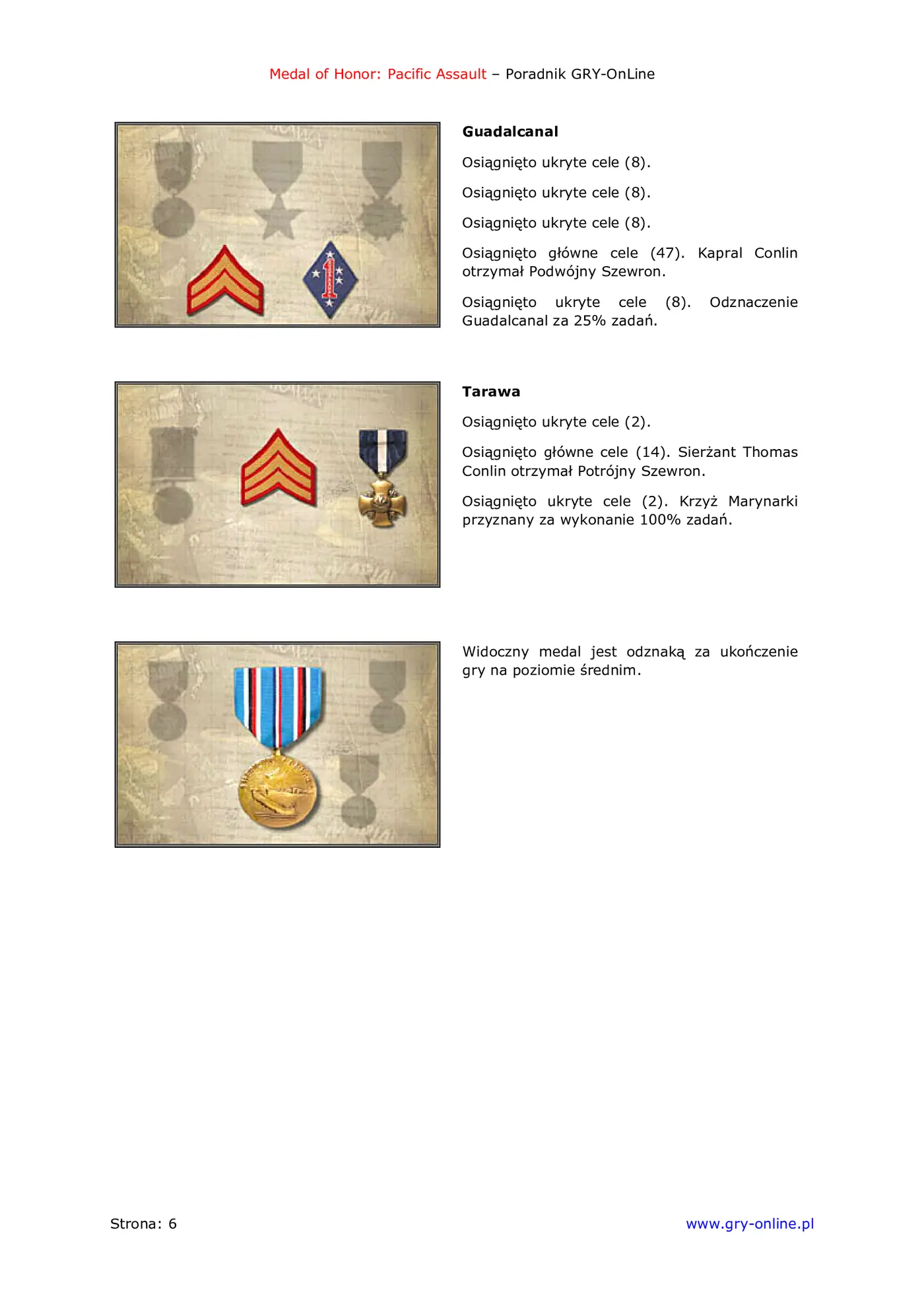 Fragment „Medal of Honor: Wojna na Pacyfiku - poradnik do gry” — strona 7 z 8