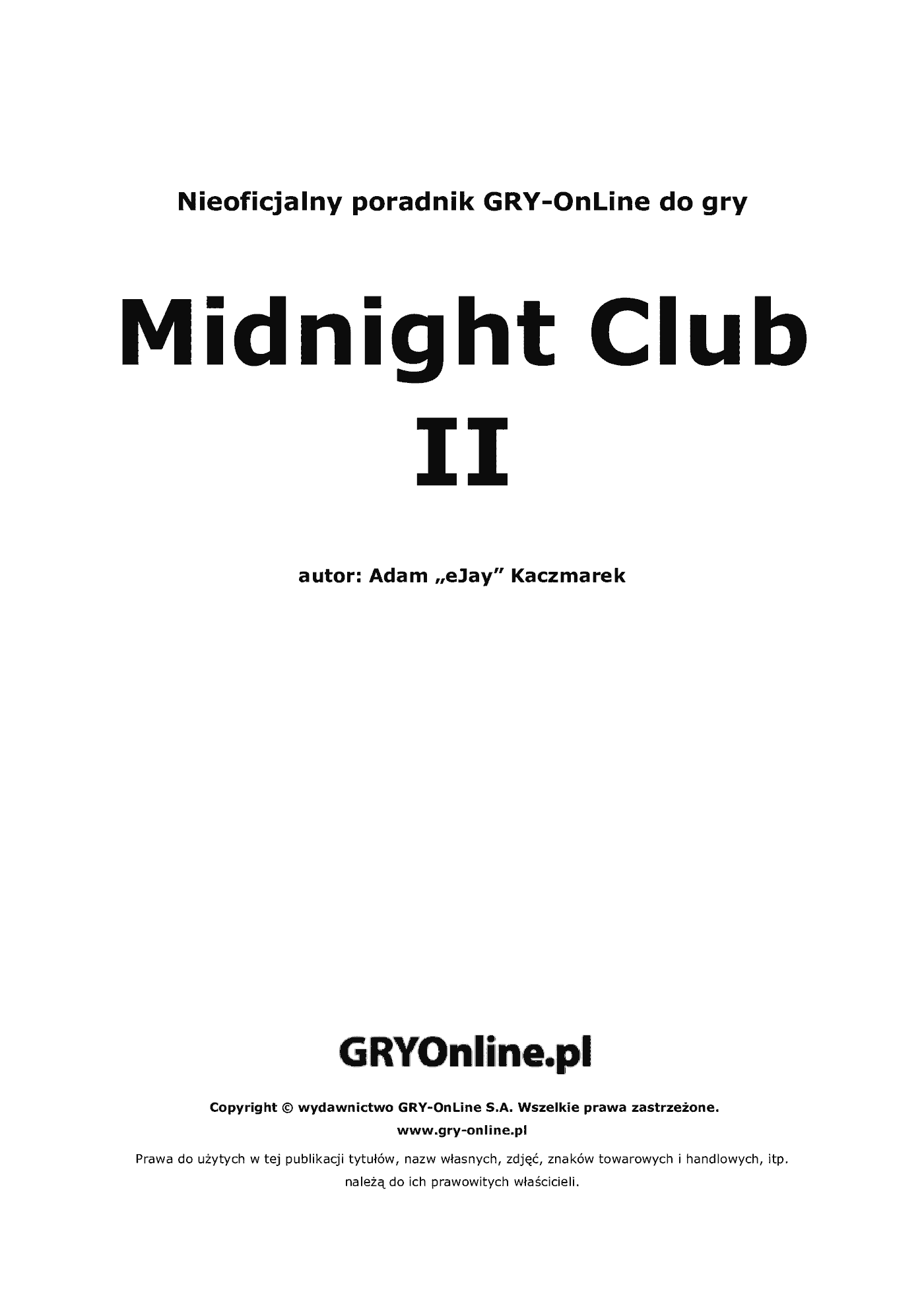 Fragment „Midnight Club II - poradnik do gry” — strona 2 z 8