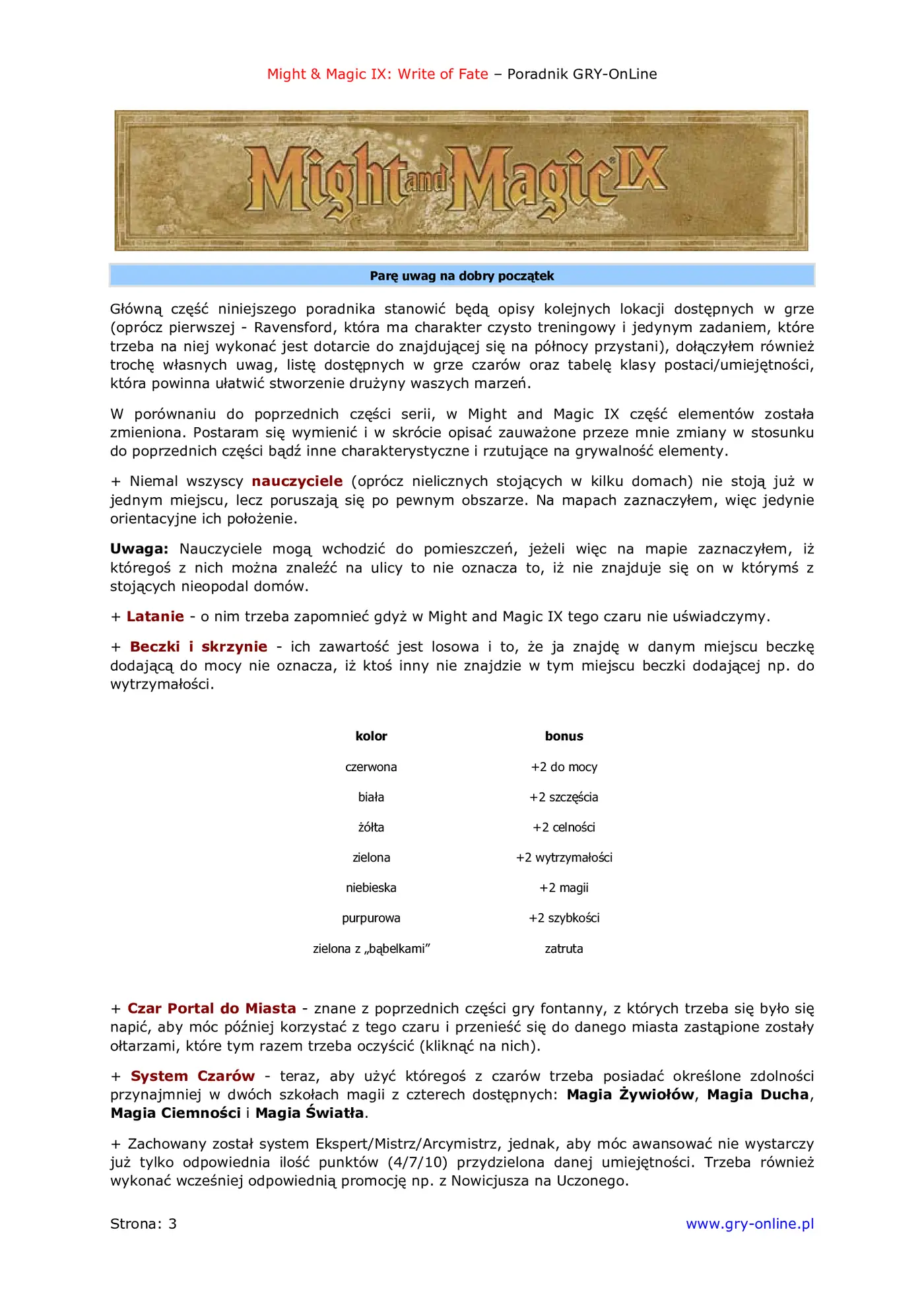 Fragment „Might Magic IX: Writ of Fate - poradnik do gry” — strona 4 z 8