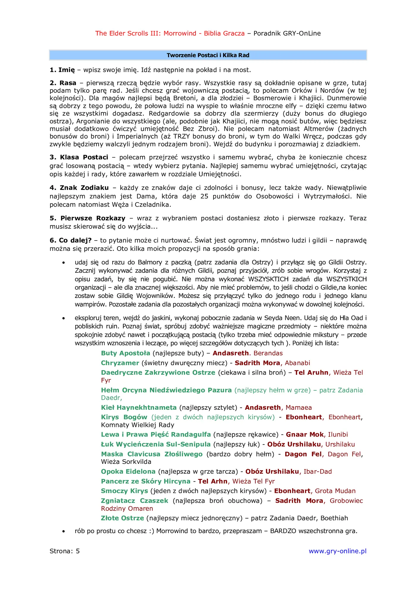 Fragment „Morrowind - biblia gracza - poradnik do gry” — strona 6 z 8
