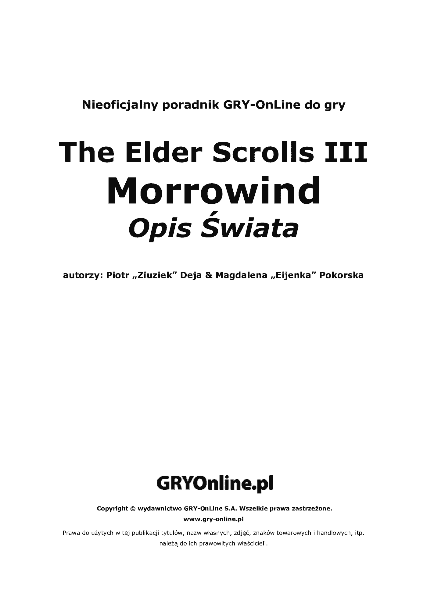 Fragment „Morrowind - Opis Świata - poradnik do gry” — strona 2 z 8