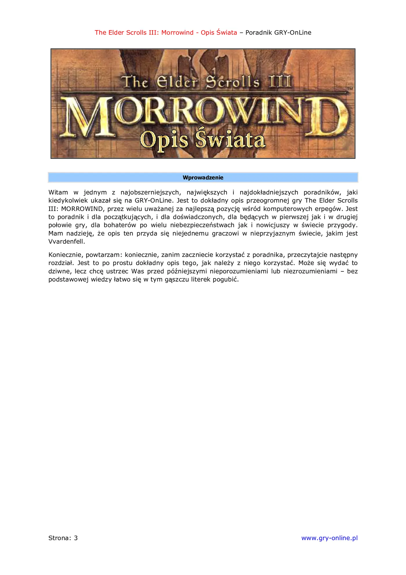 Fragment „Morrowind - Opis Świata - poradnik do gry” — strona 4 z 8