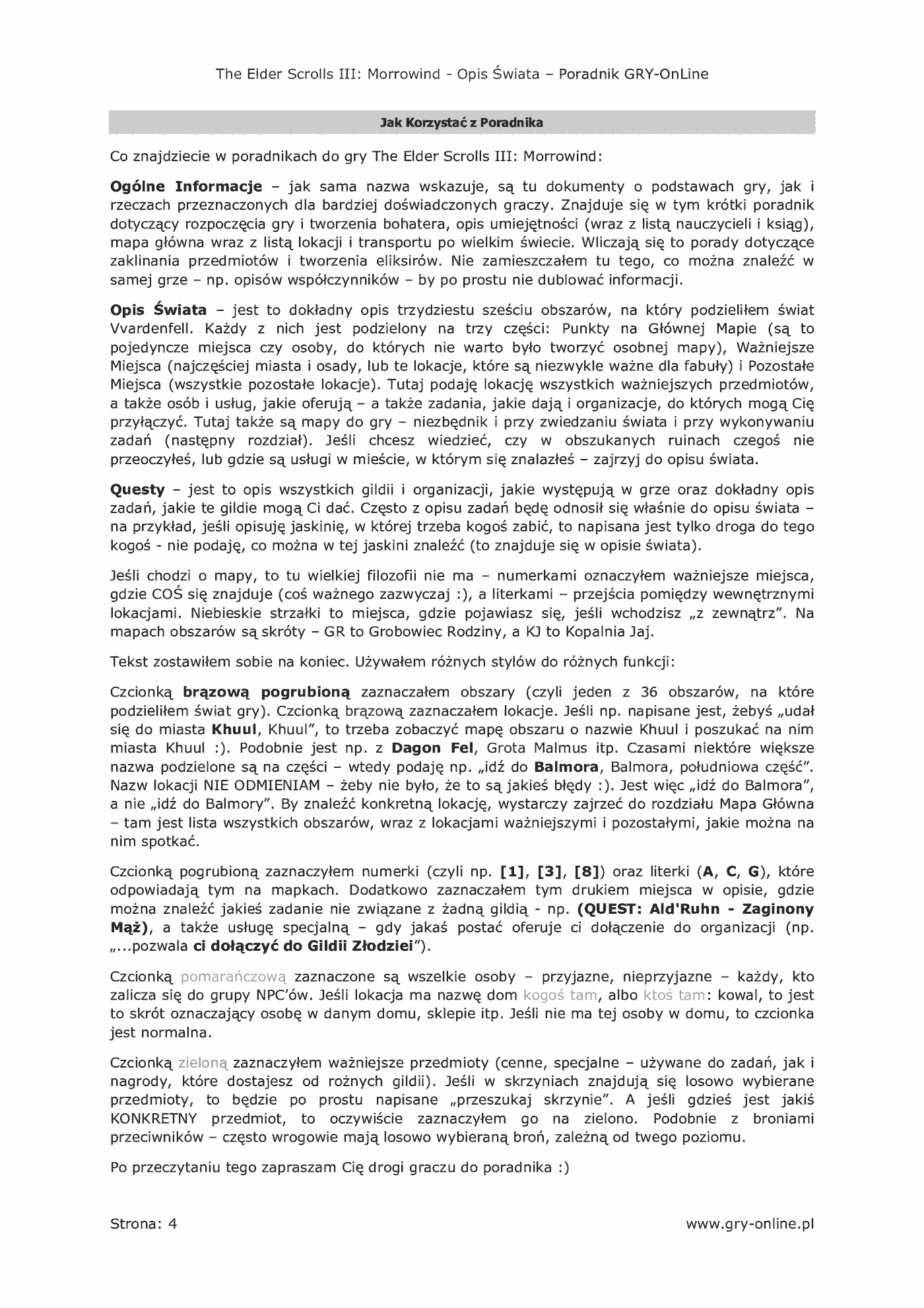 Fragment „Morrowind - Opis Świata - poradnik do gry” — strona 5 z 8