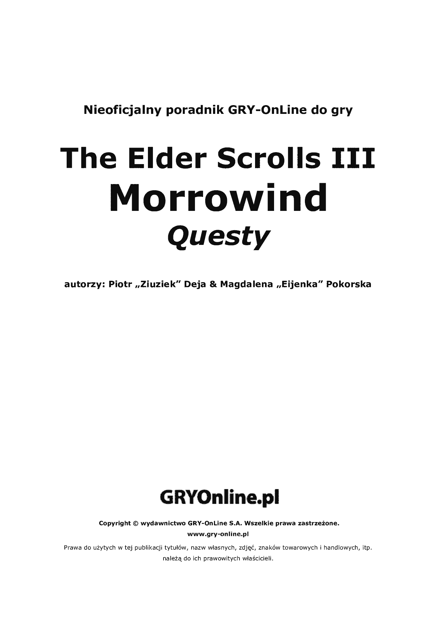 Fragment „Morrowind - questy - poradnik do gry” — strona 2 z 8