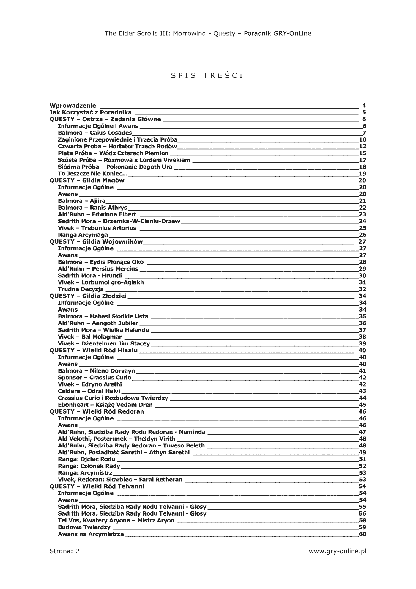 Fragment „Morrowind - questy - poradnik do gry” — strona 3 z 8