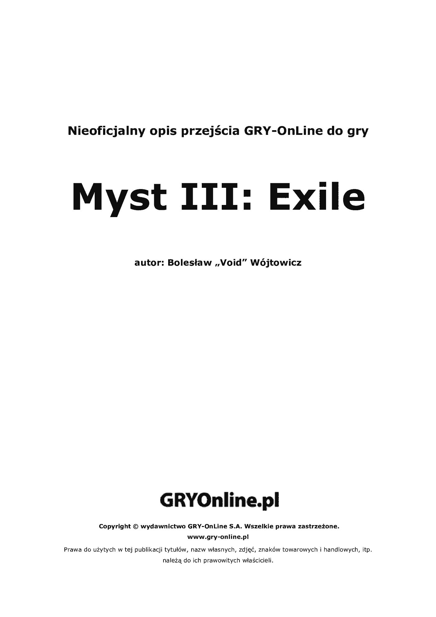 Fragment „Myst III: Exile - poradnik do gry” — strona 2 z 8