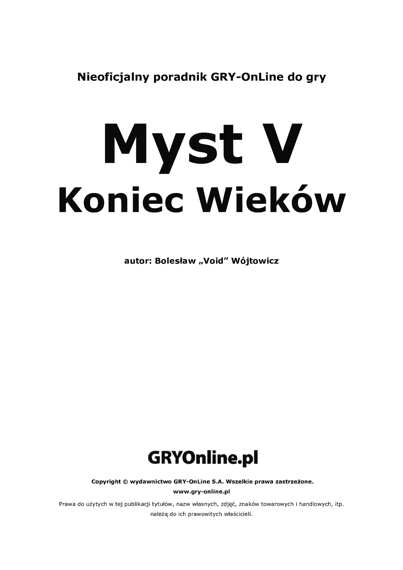 Fragment „Myst V: Koniec Wieków - poradnik do gry” — strona 2 z 8