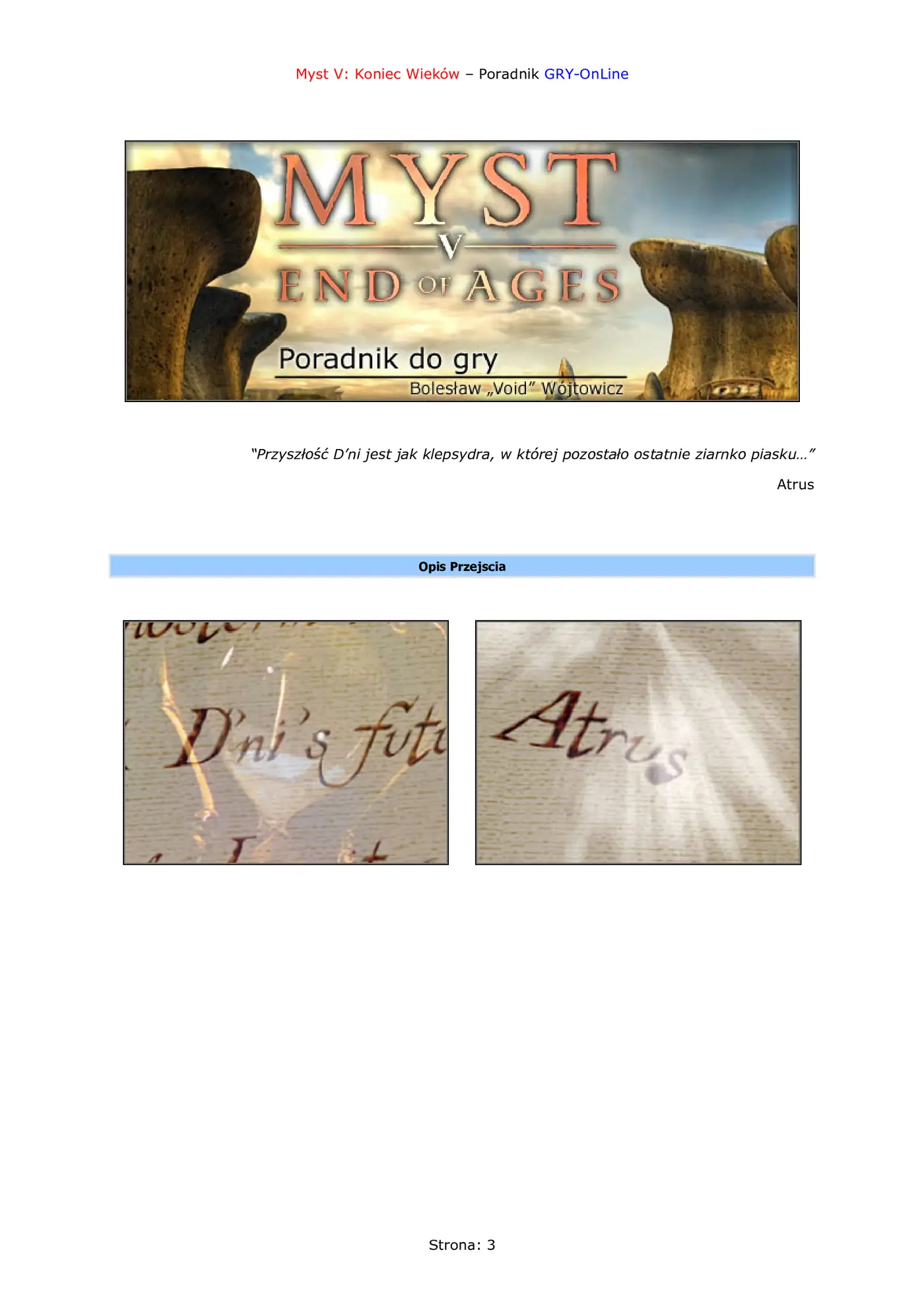 Fragment „Myst V: Koniec Wieków - poradnik do gry” — strona 4 z 8