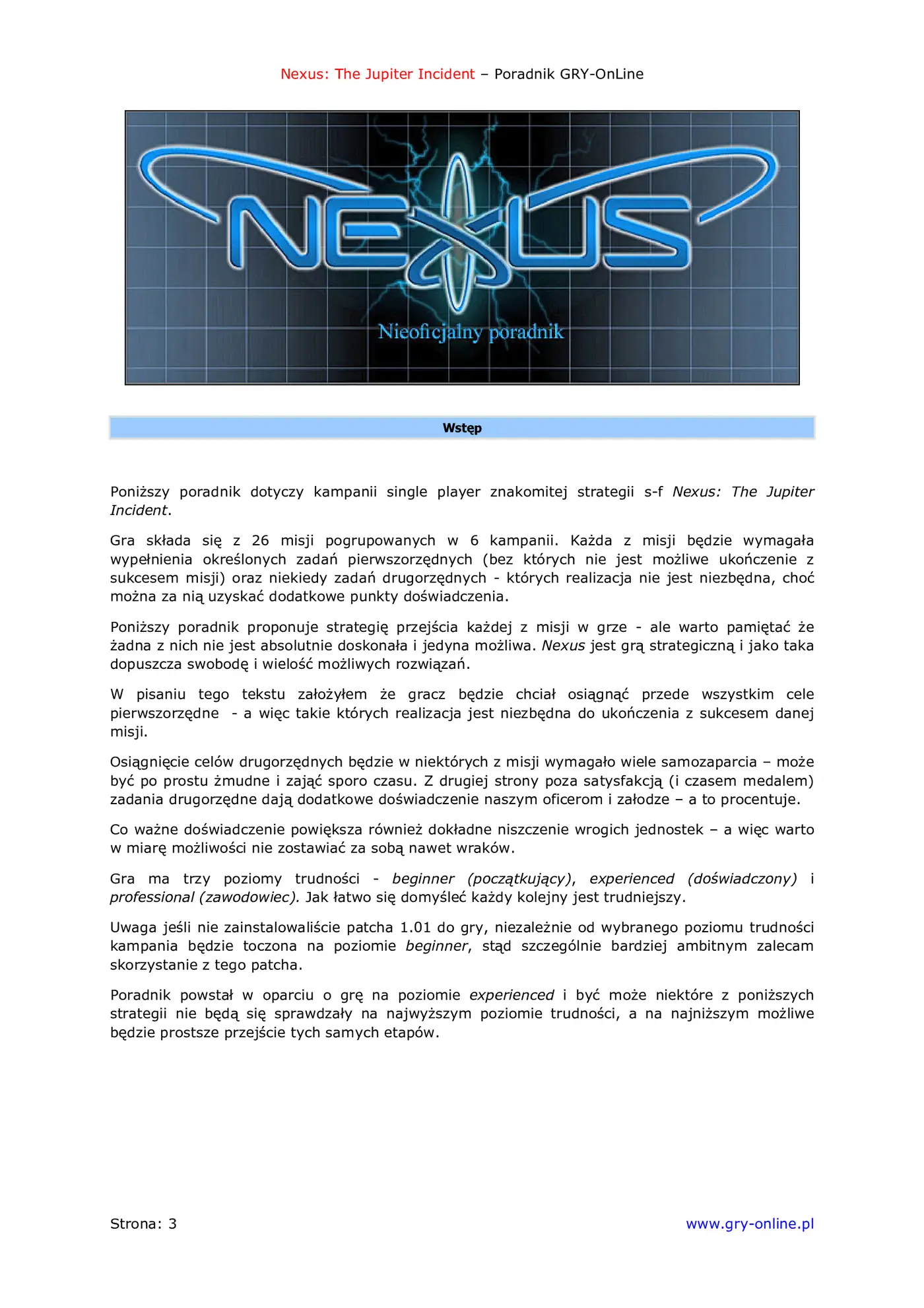 Fragment „Nexus: The Jupiter Incident - poradnik do gry” — strona 4 z 8