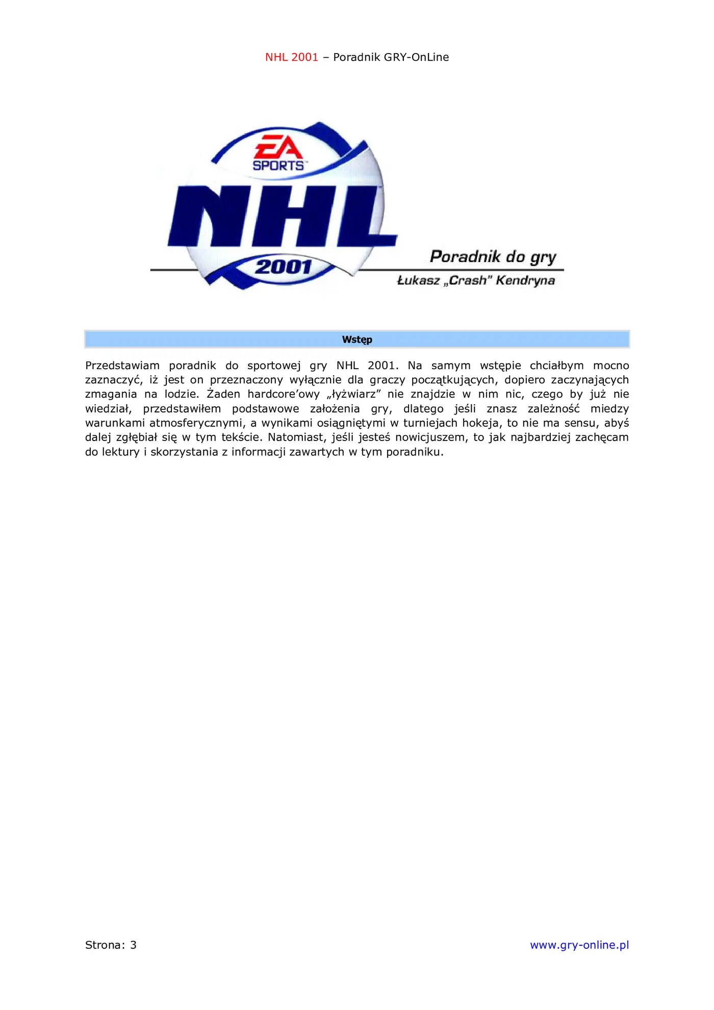 Fragment „NHL 2001 - poradnik do gry” — strona 4 z 8